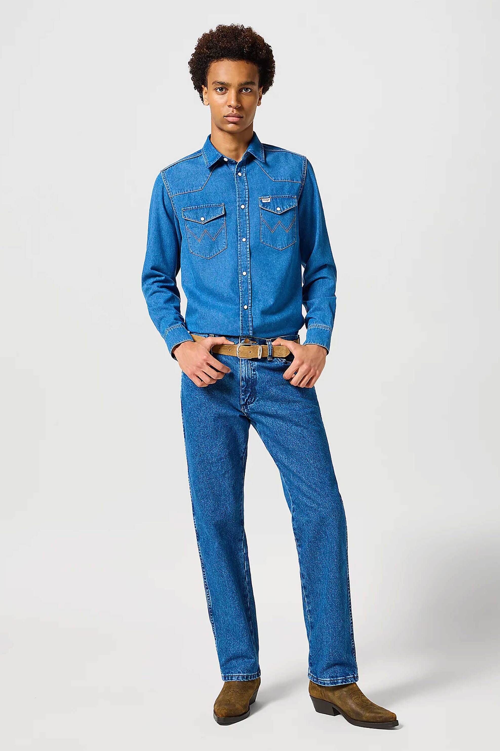 Wrangler® ανδρικό τζιν παντελόνι πεντάτσεπο Straight Fit "13mwz" - 112358496 Denim Blue