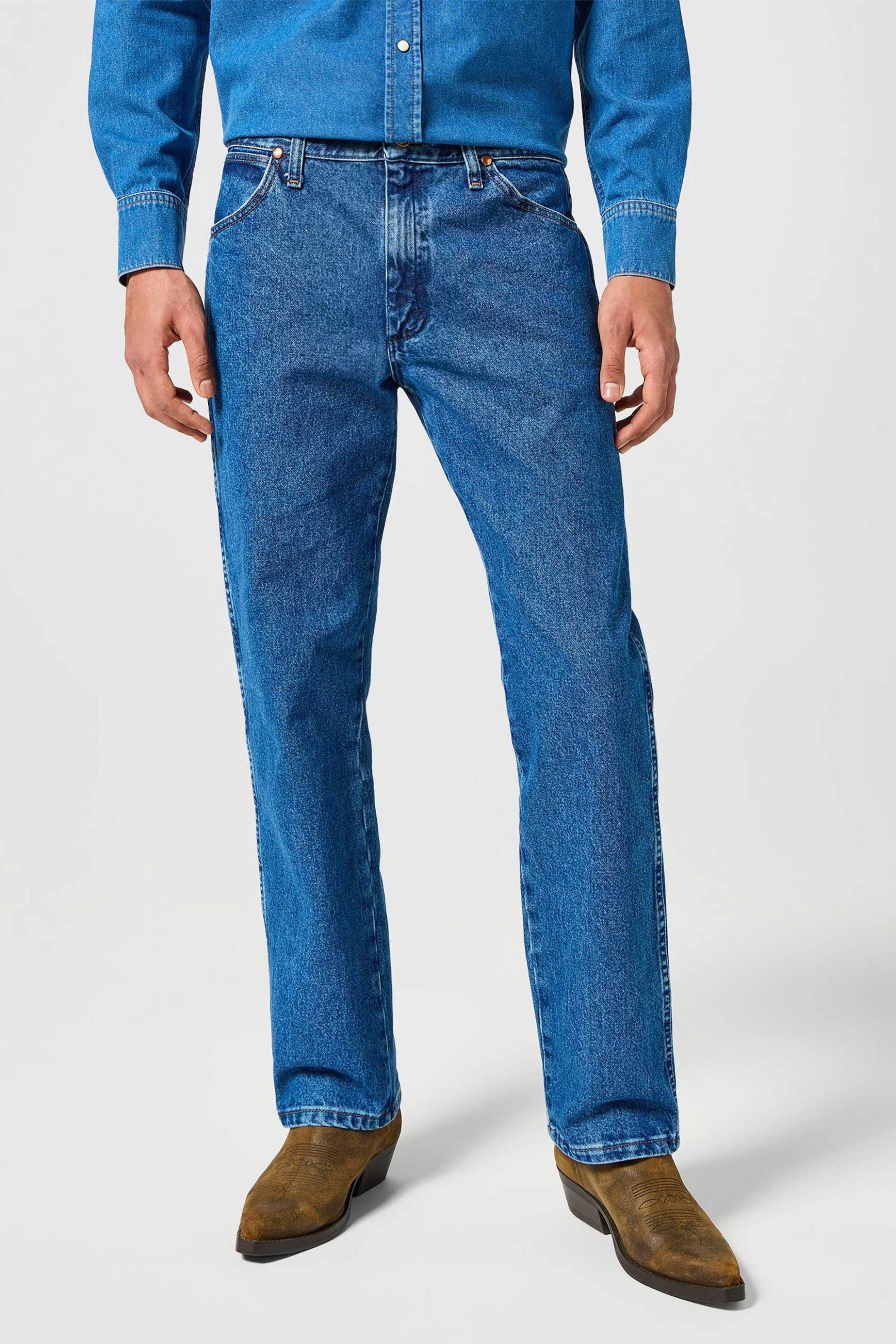 Wrangler® ανδρικό τζιν παντελόνι πεντάτσεπο με logo patch Bootcut Fit - 112358496 Denim Blue φωτογραφία