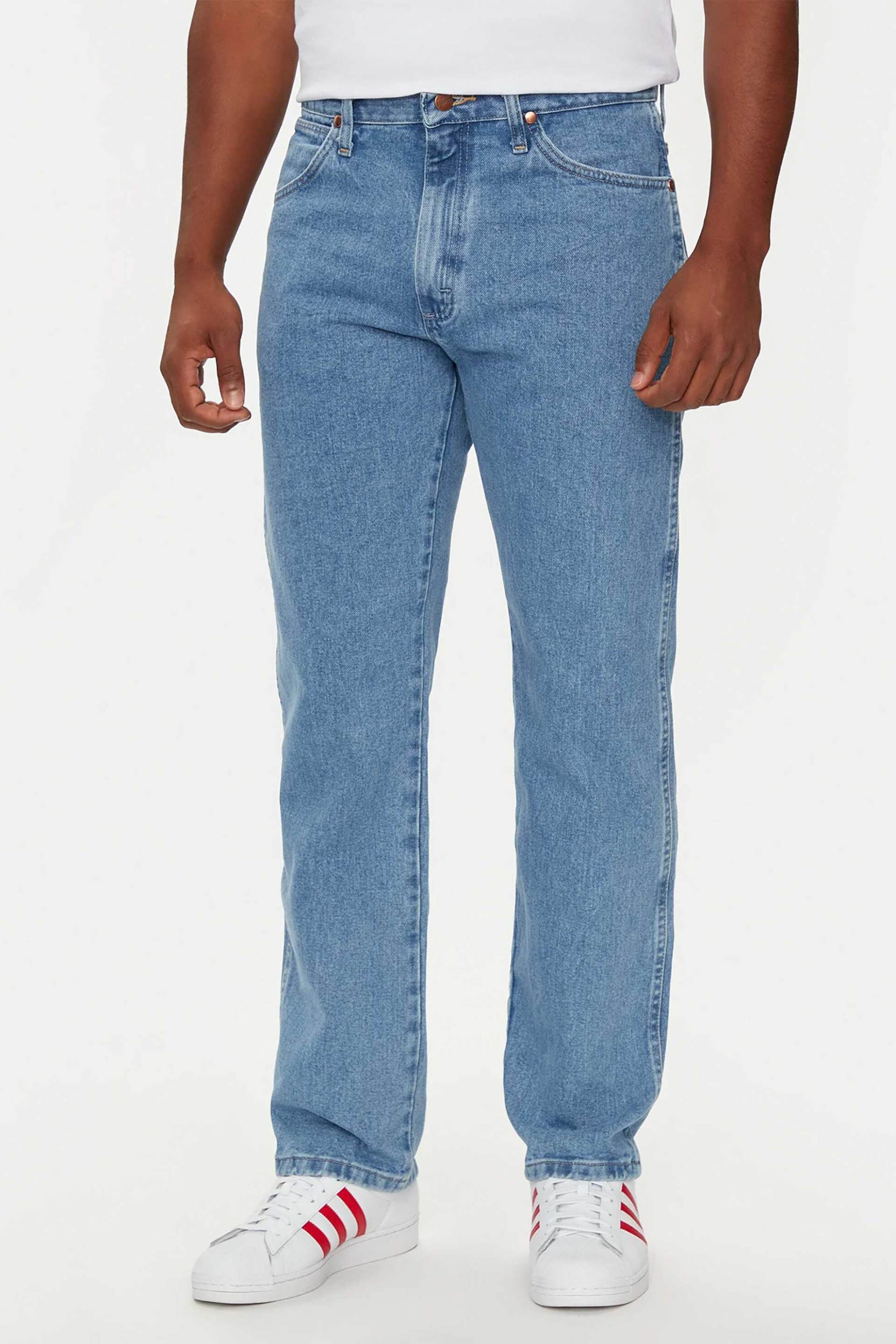 Wrangler® ανδρικό τζιν παντελόνι πεντάτσεπο με logo patch Bootcut Fit - 112358497-** Denim Blue φωτογραφία