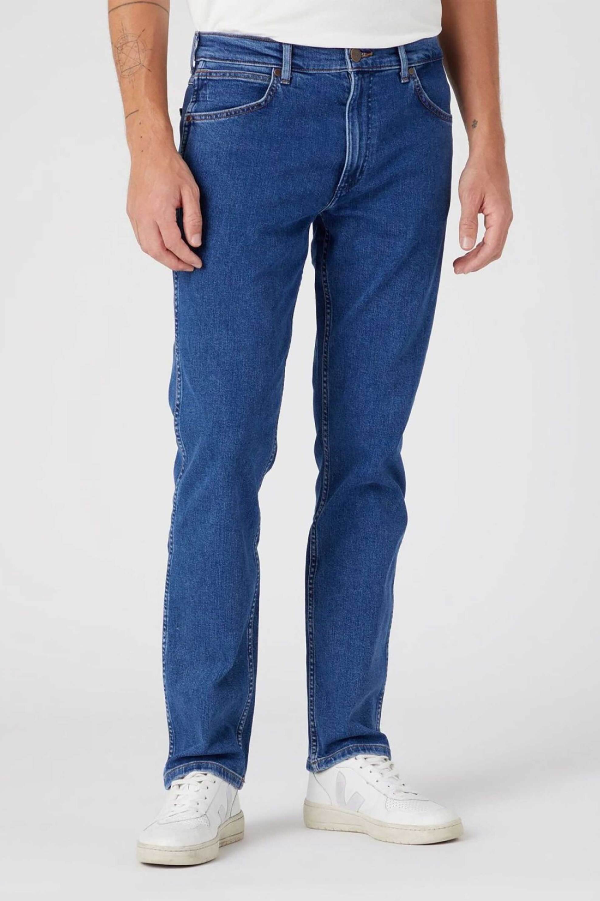 Wrangler® ανδρικό τζιν παντελόνι πεντάτσεπο "Greensboro The Stone Ride" Regular Fit - 112145840 Denim Blue Σκούρο φωτογραφία