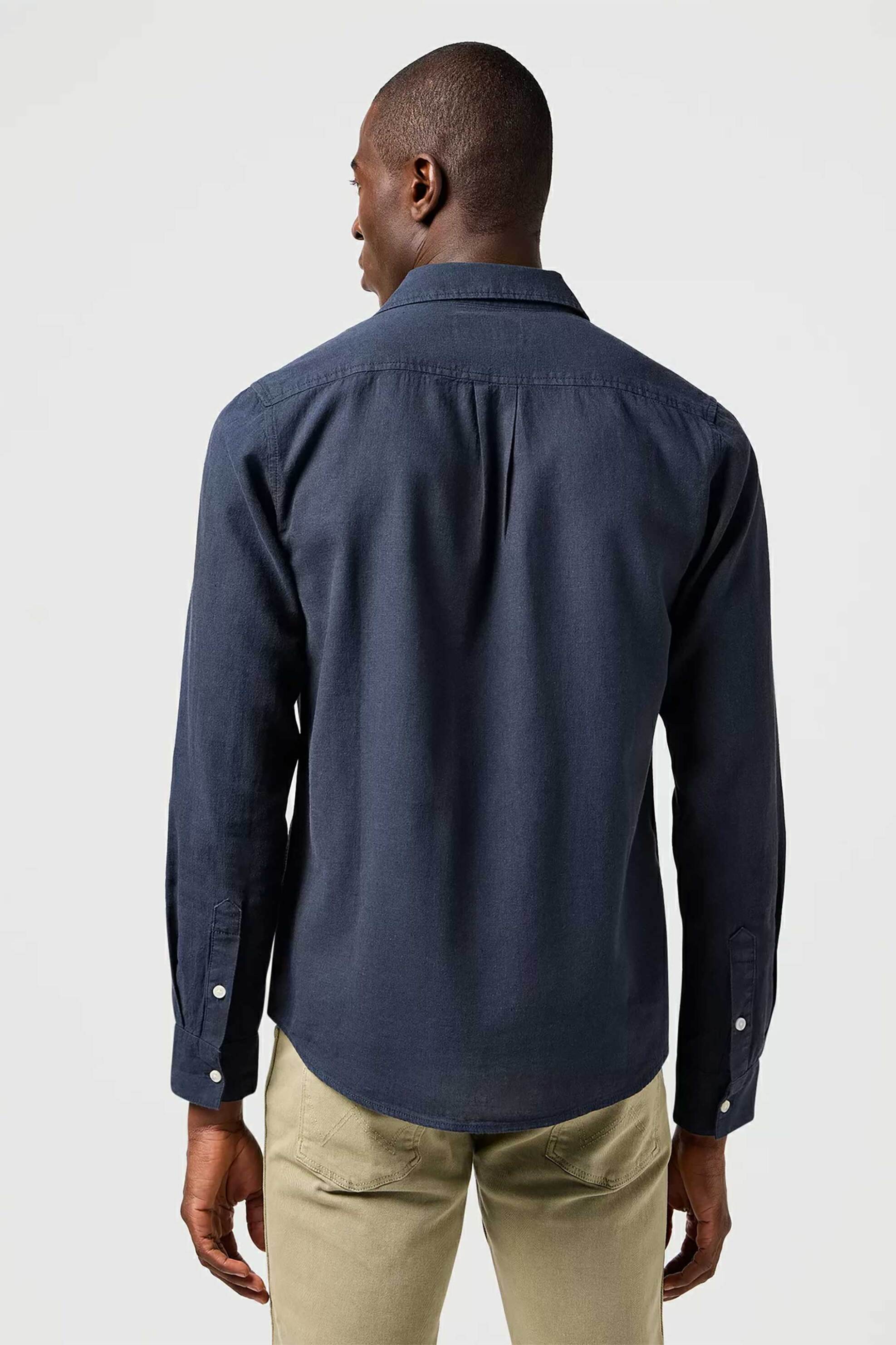 Wrangler Ανδρικό Μονόχρωμο Πουκάμισο One Pocket Regular Fit - 112362751 Μπλε Σκούρο
