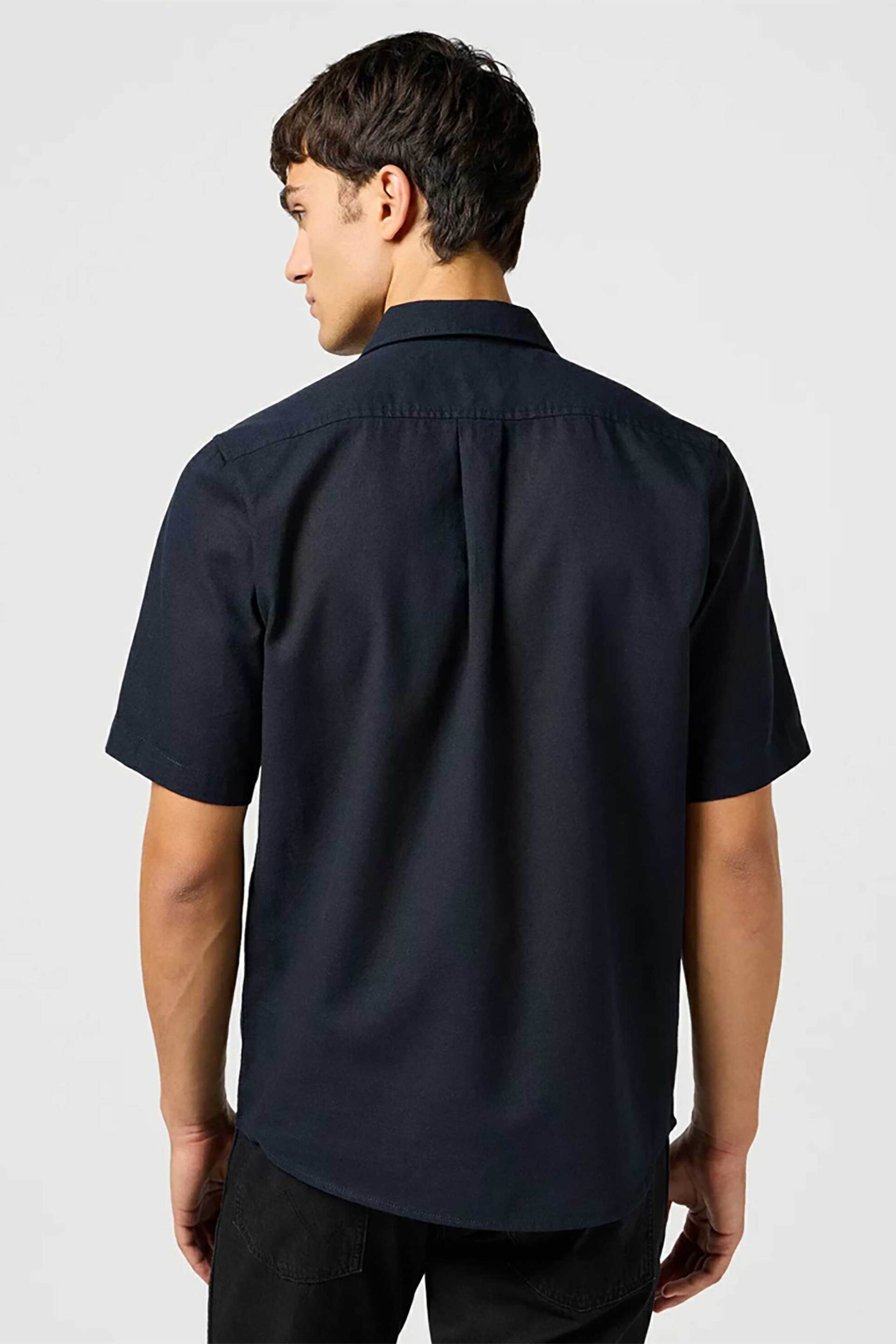 Wrangler Ανδρικό Μονόχρωμο Πουκάμισο με Κοντό Μανίκι One Pocket Regular Fit - 112362729 Μαύρο