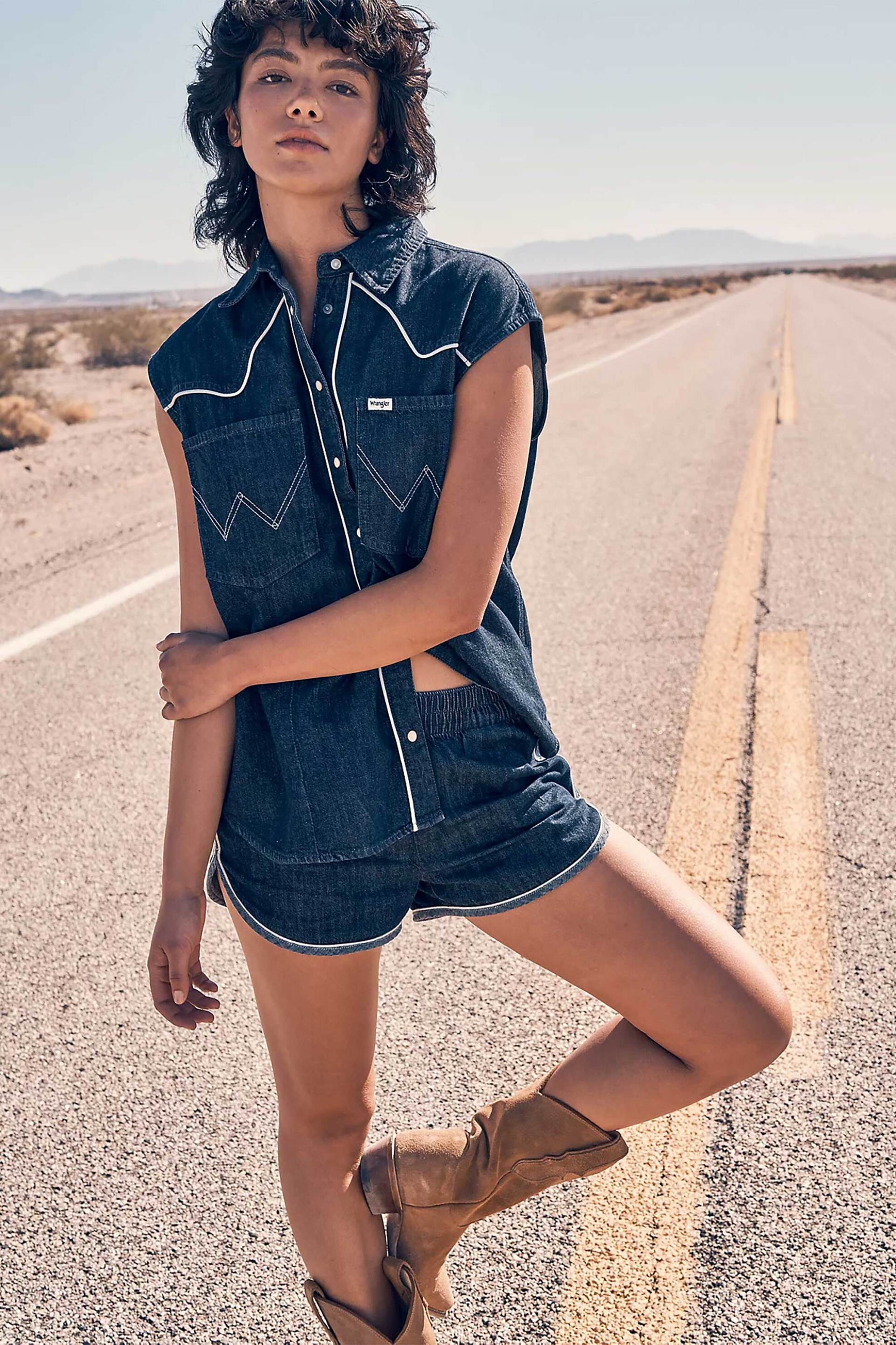 Wrangler Wrangler® γυναικείο πουκάμισο denim αμάνικο 