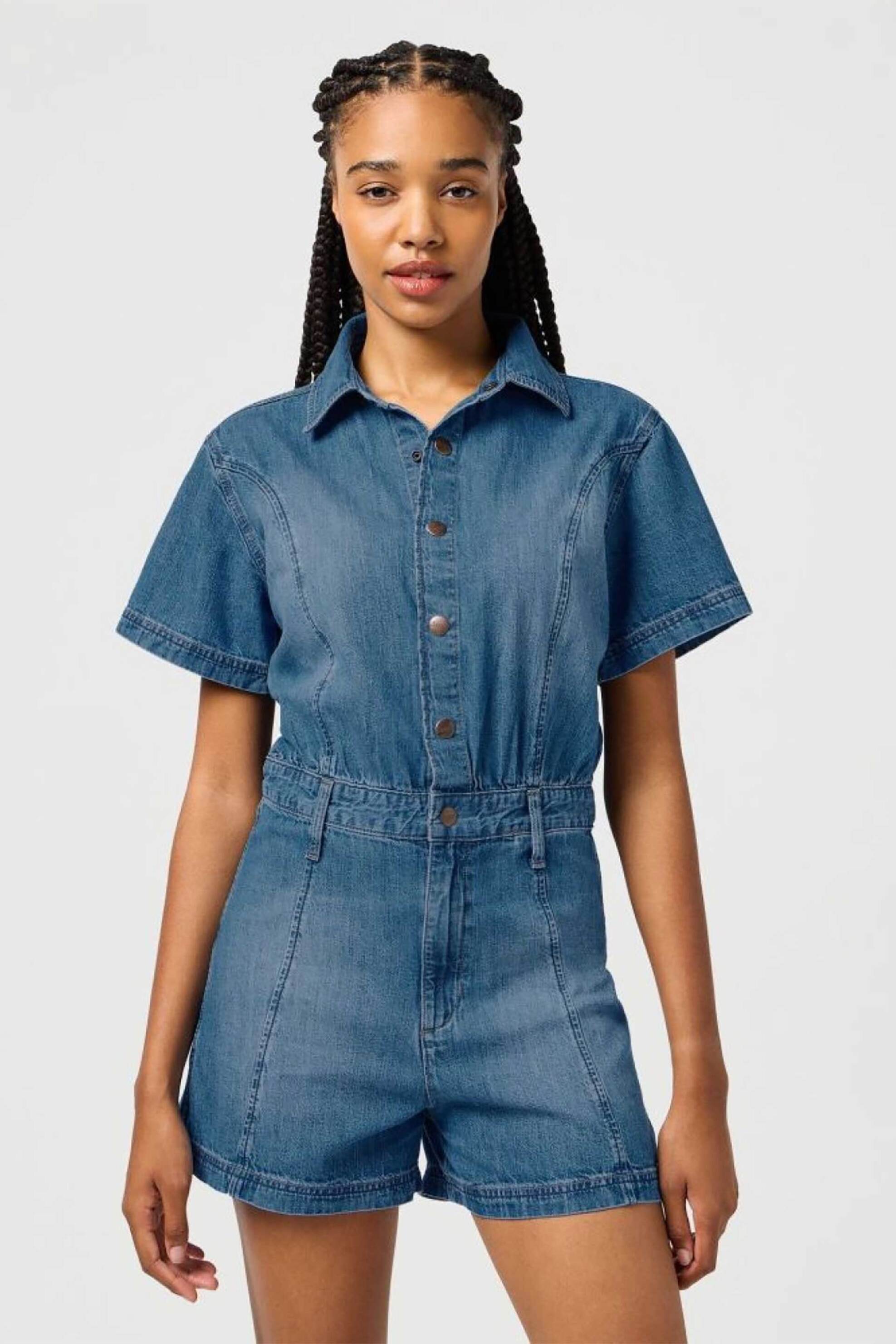 Wrangler® γυναικεία ολόσωμη φόρμα denim "Romper Urban Echo" - 112362714-** Denim Blue φωτογραφία