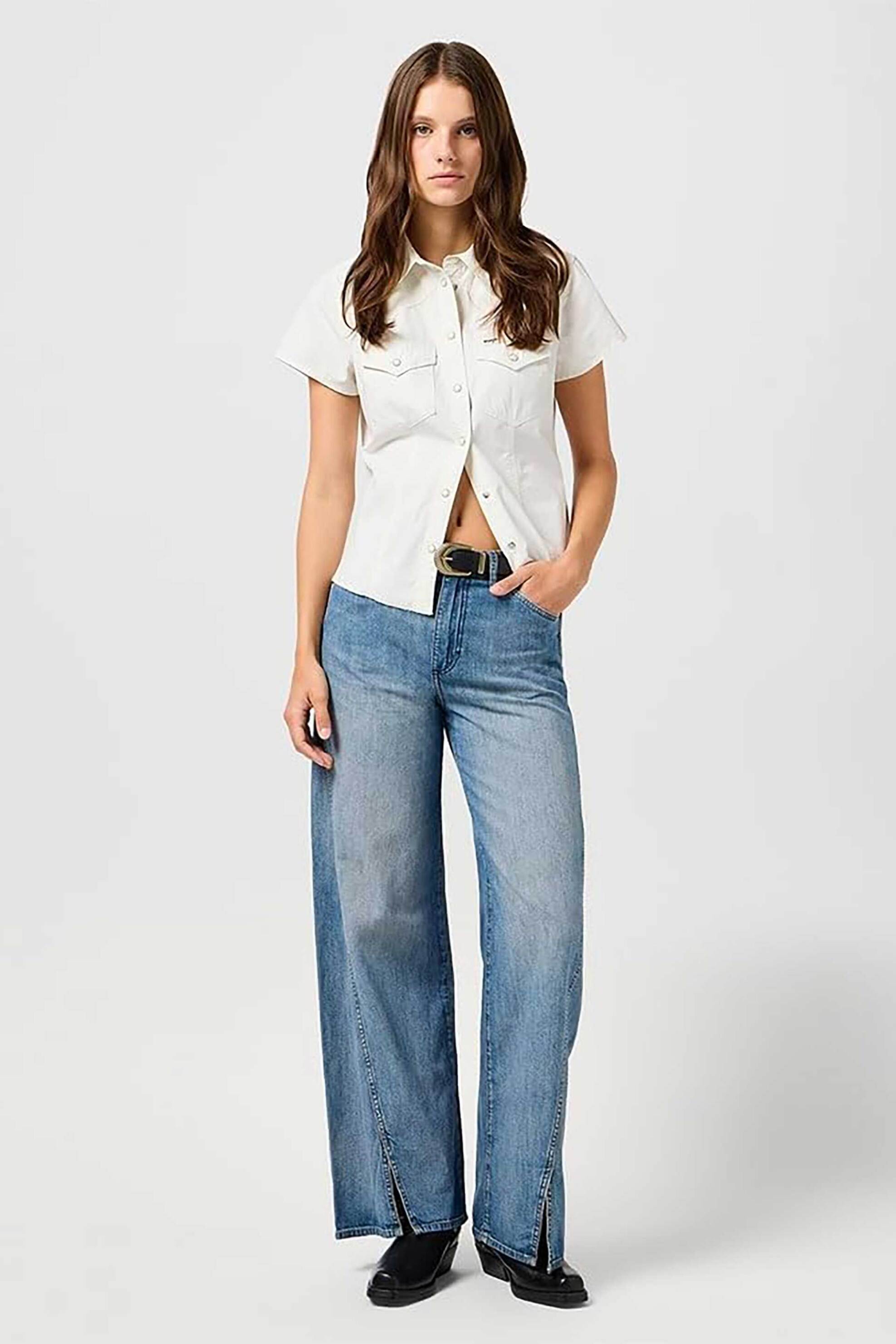 Wrangler Wrangler® γυναικείο πουκάμισο denim με τσέπες - 112362606 Εκρού 2025