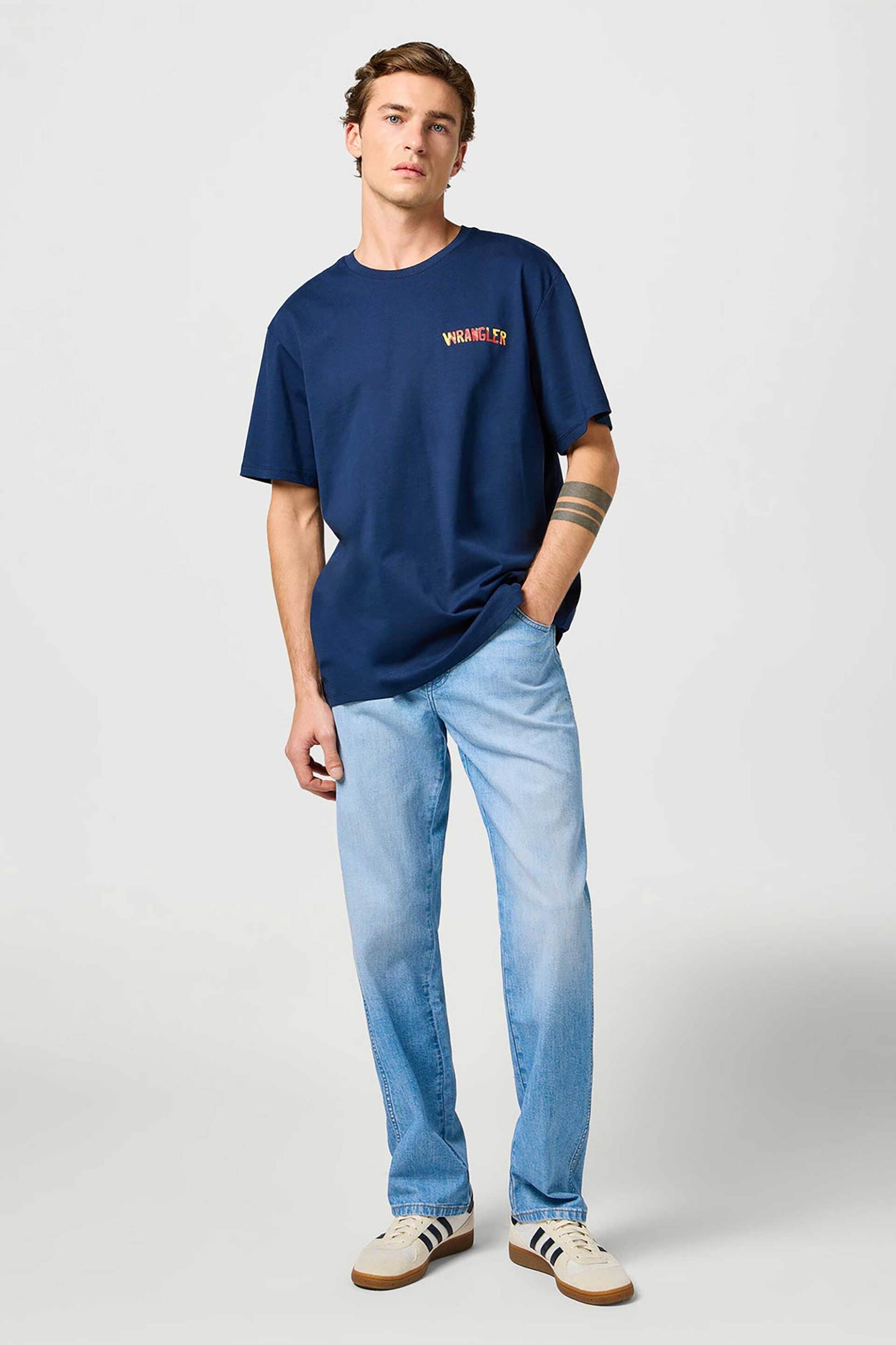 WRANGLER Wrangler® ανδρικό τζιν παντελόνι πεντάτσεπο "Texas Slate Shade" Straight Fit - 112364457 Denim Blue Ανοιχτό