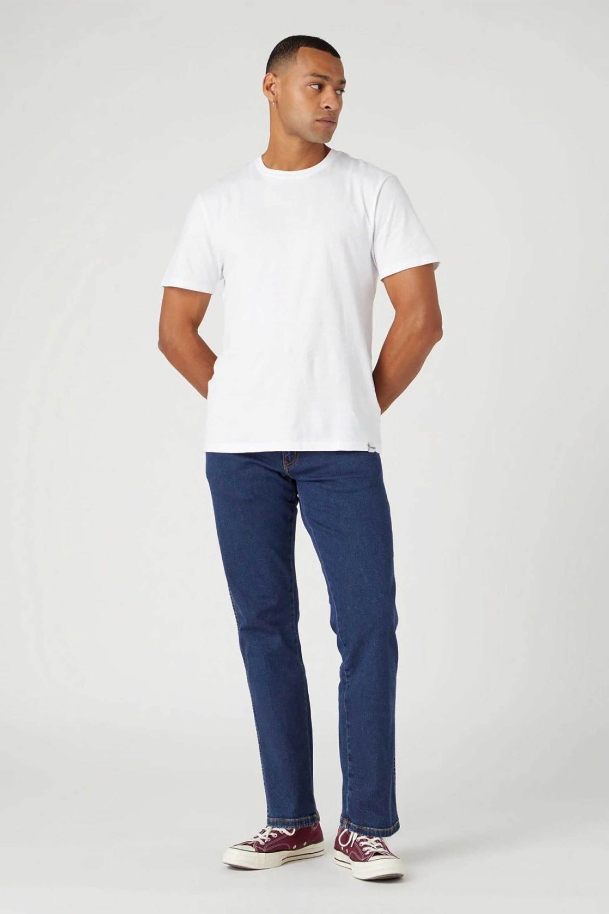 WRANGLER Wrangler® ανδρικό τζιν παντελόνι πεντάτσεπο "Texas Darkstone" Straight Fit - 112126053 Denim Blue Σκούρο