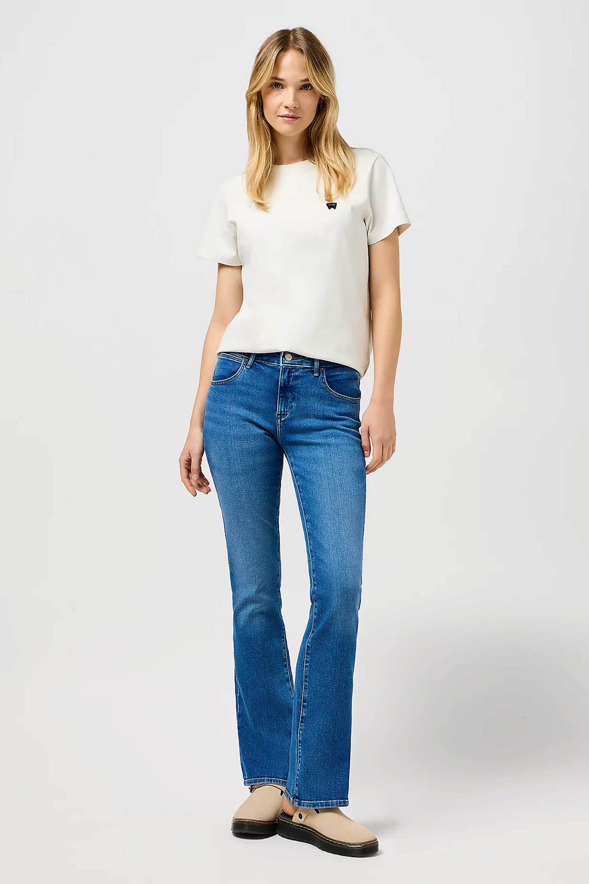 WRANGLER Wrangler® γυναικείο τζιν παντελόνι ψηλόμεσο πεντάτσεπο Bootcut Fit - 112334275 Denim Blue