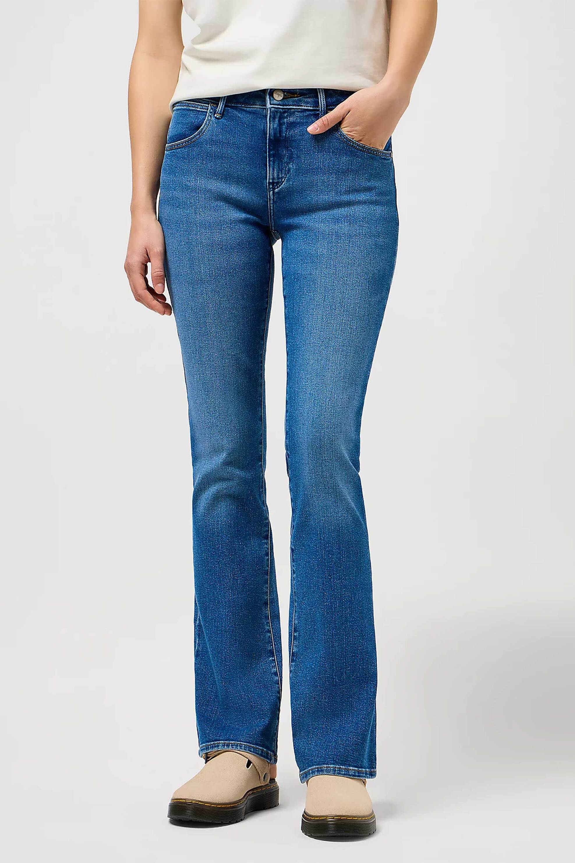 Wrangler® γυναικείο τζιν παντελόνι ψηλόμεσο πεντάτσεπο Bootcut Fit - 112334275 Denim Blue φωτογραφία