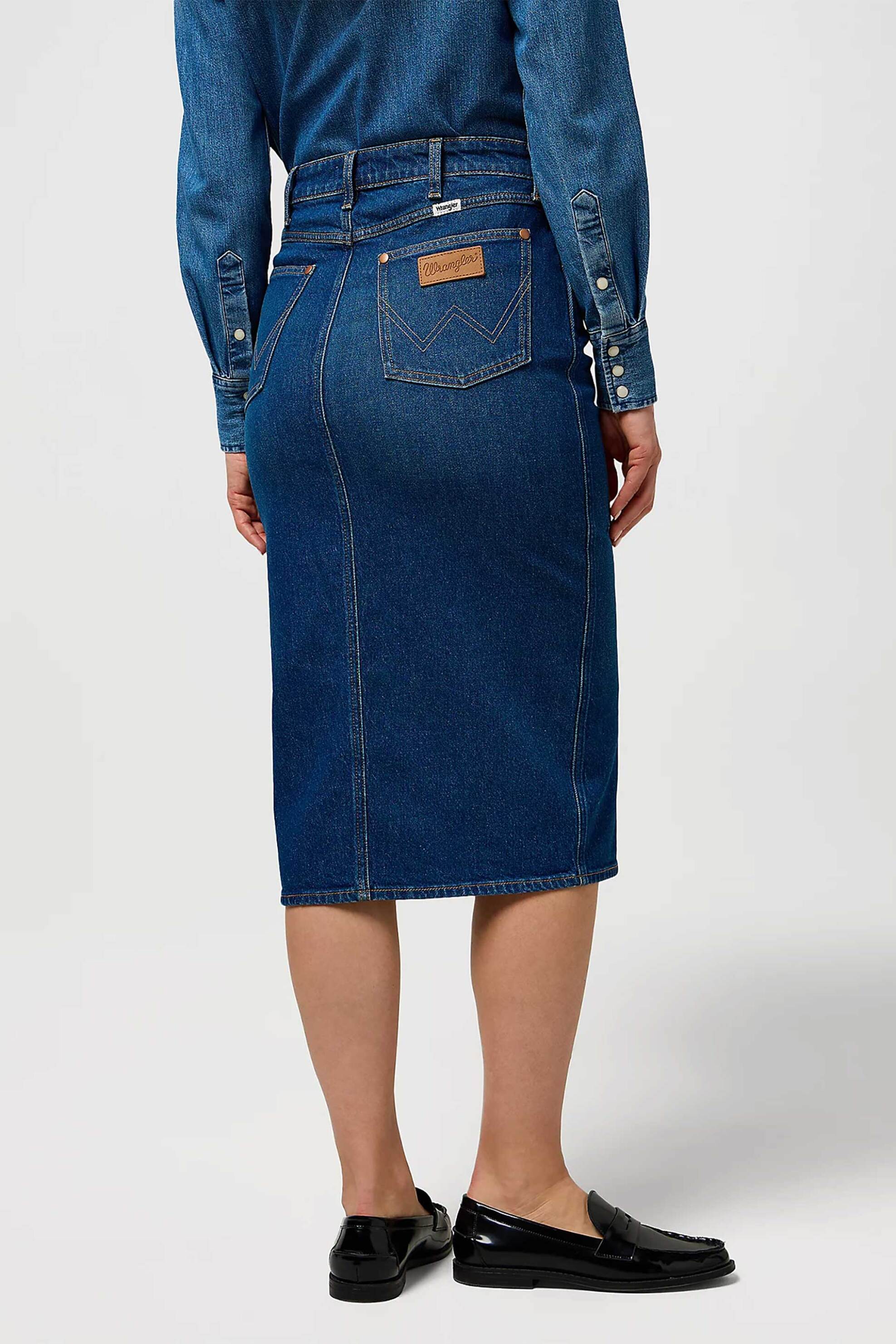 Wrangler® γυναικεία pencil φούστα denim Slim Fit - 112371161 Denim Blue Σκούρο φωτογραφία