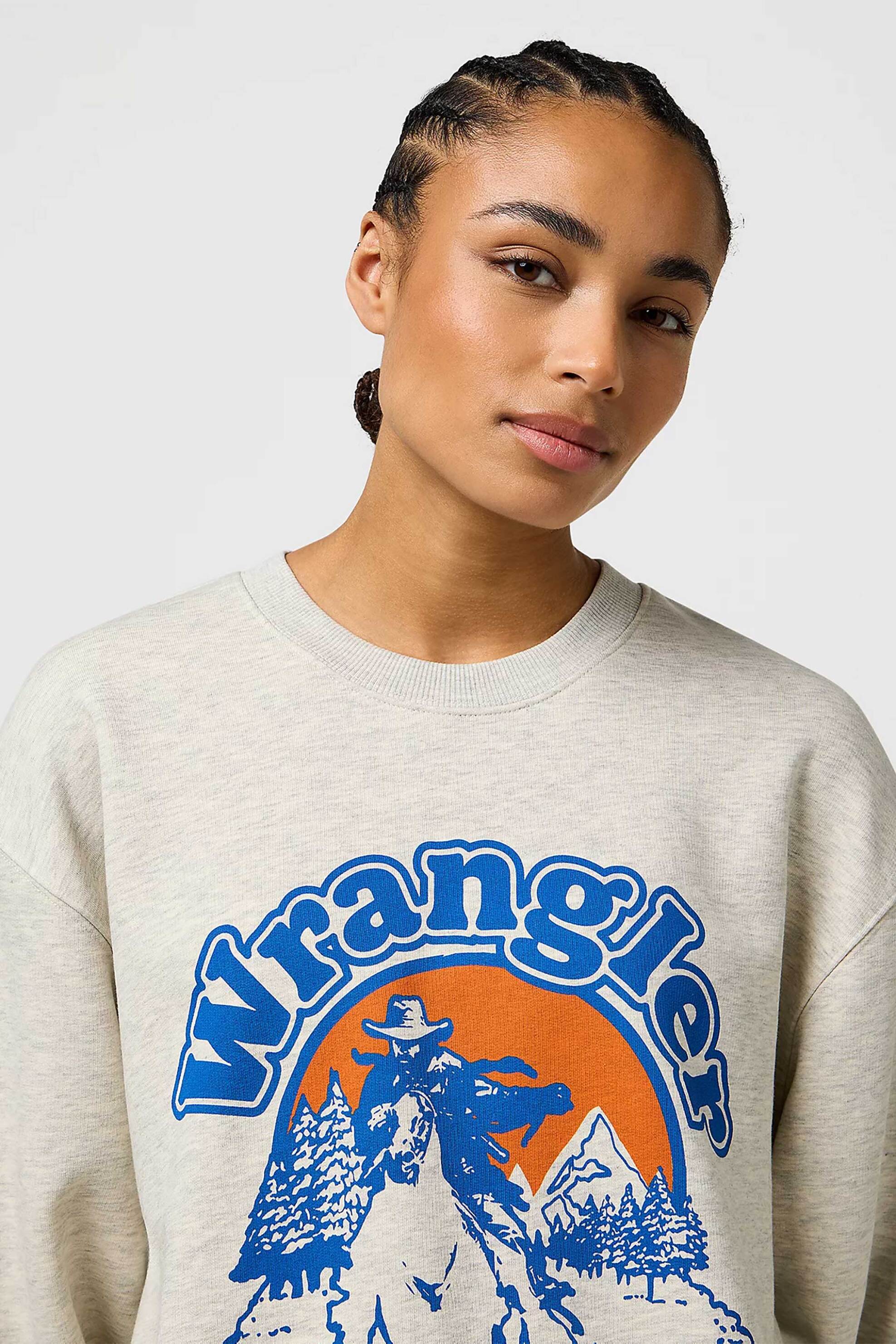 Wrangler® γυναικεία μπλούζα φούτερ με print Oversized Fit - 112370770 Εκρού φωτογραφία