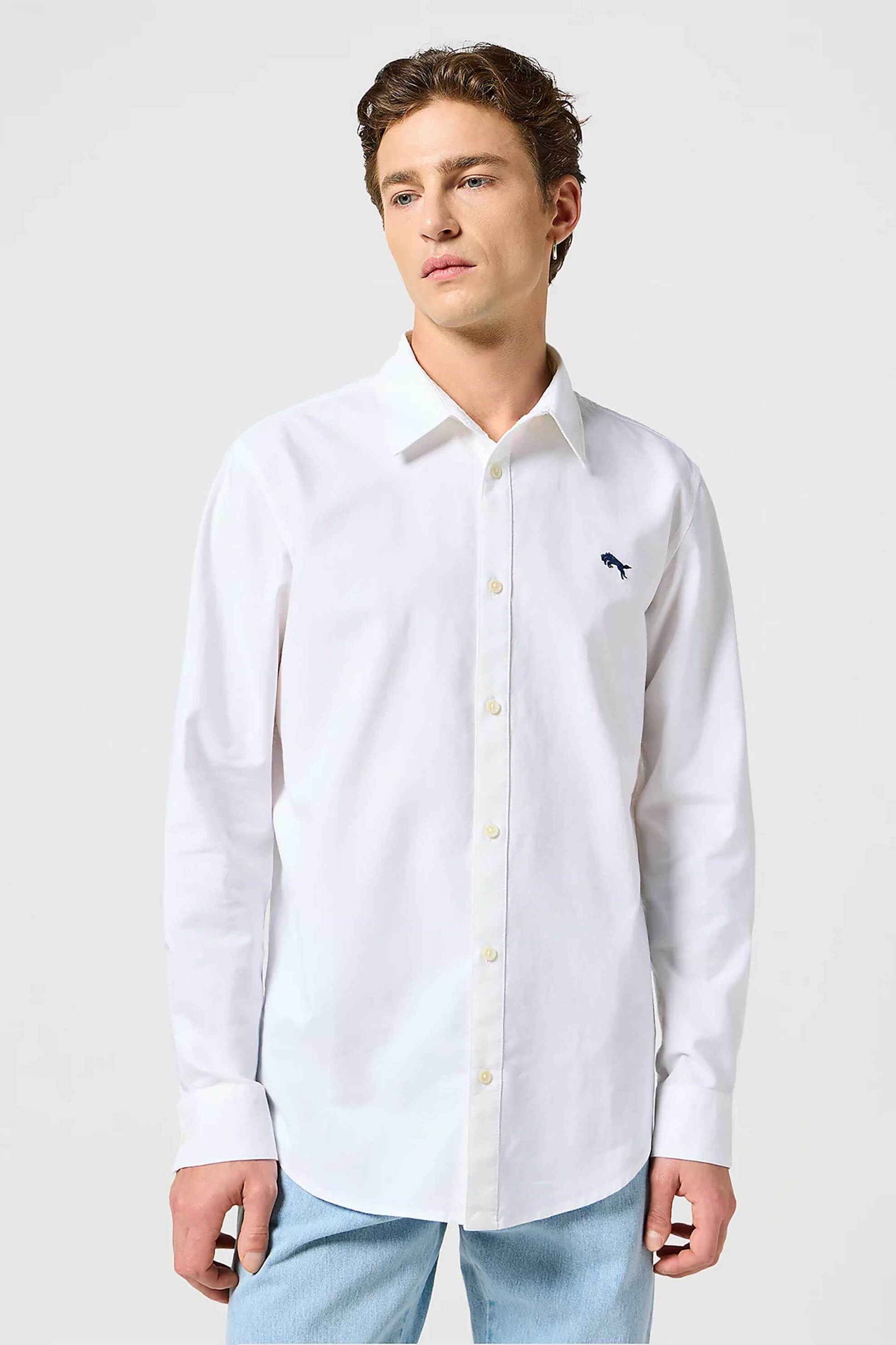 WRANGLER Wrangler® ανδρικό μονόχρωμο πουκάμισο Regular Fit - 112350485-** Λευκό