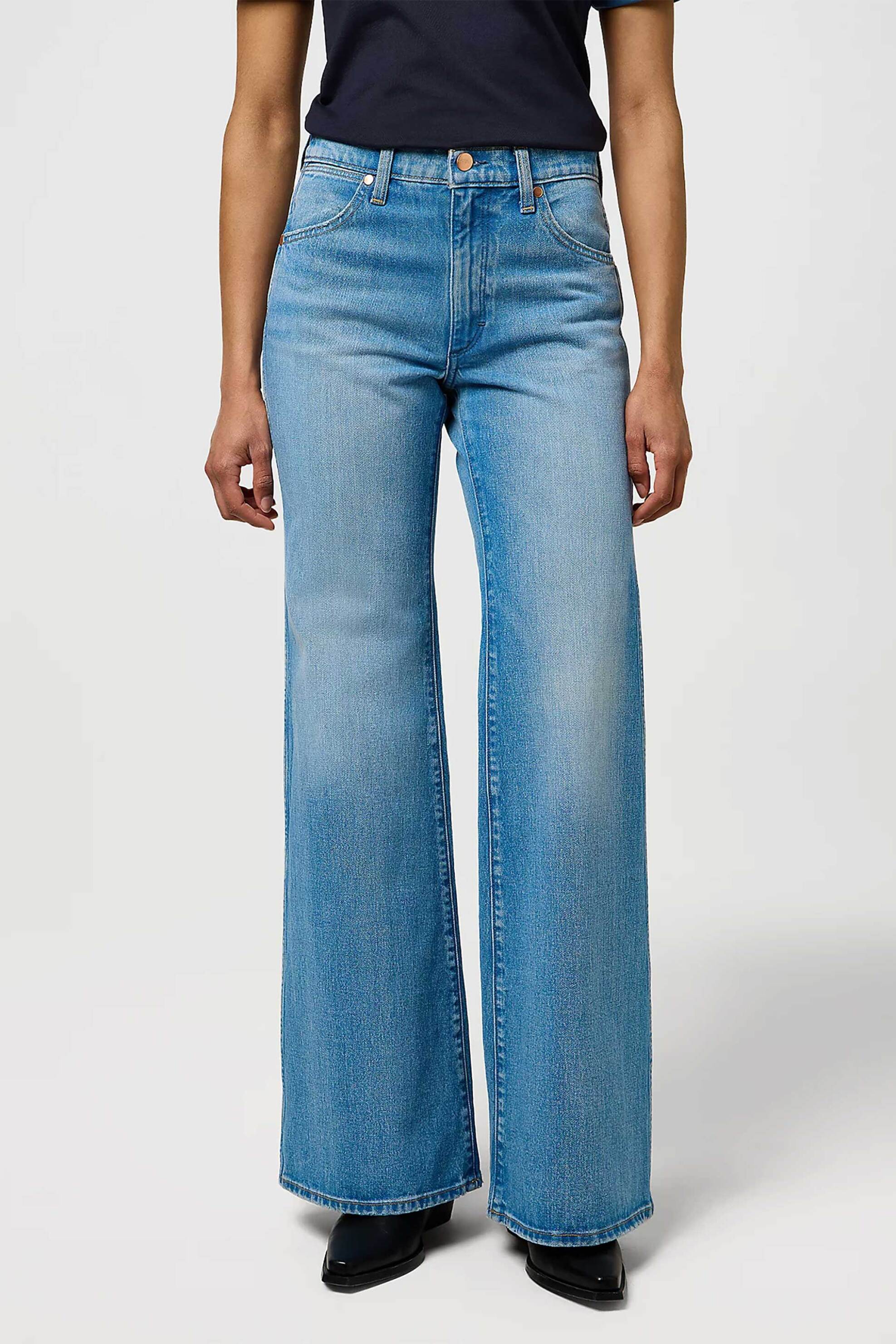 Wrangler® γυναικείο τζιν παντελόνι ψηλόμεσο πεντάτσεπο Flared Fit "70s" - 112371178 Denim Blue φωτογραφία