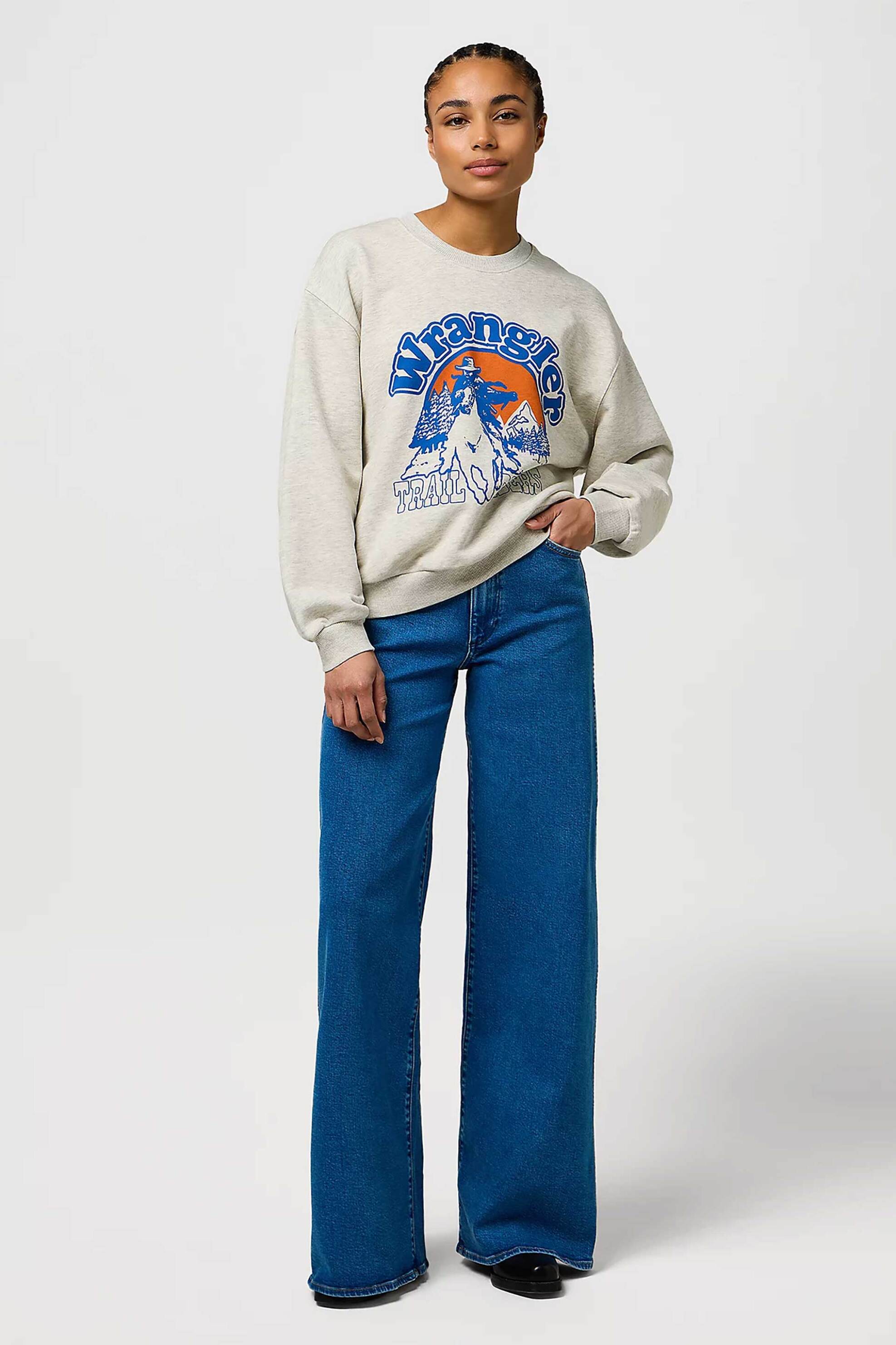 WRANGLER Wrangler® γυναικείο τζιν παντελόνι ψηλόμεσο πεντάτσεπο Loose Fit "Canyon" - 112371190 Denim Blue