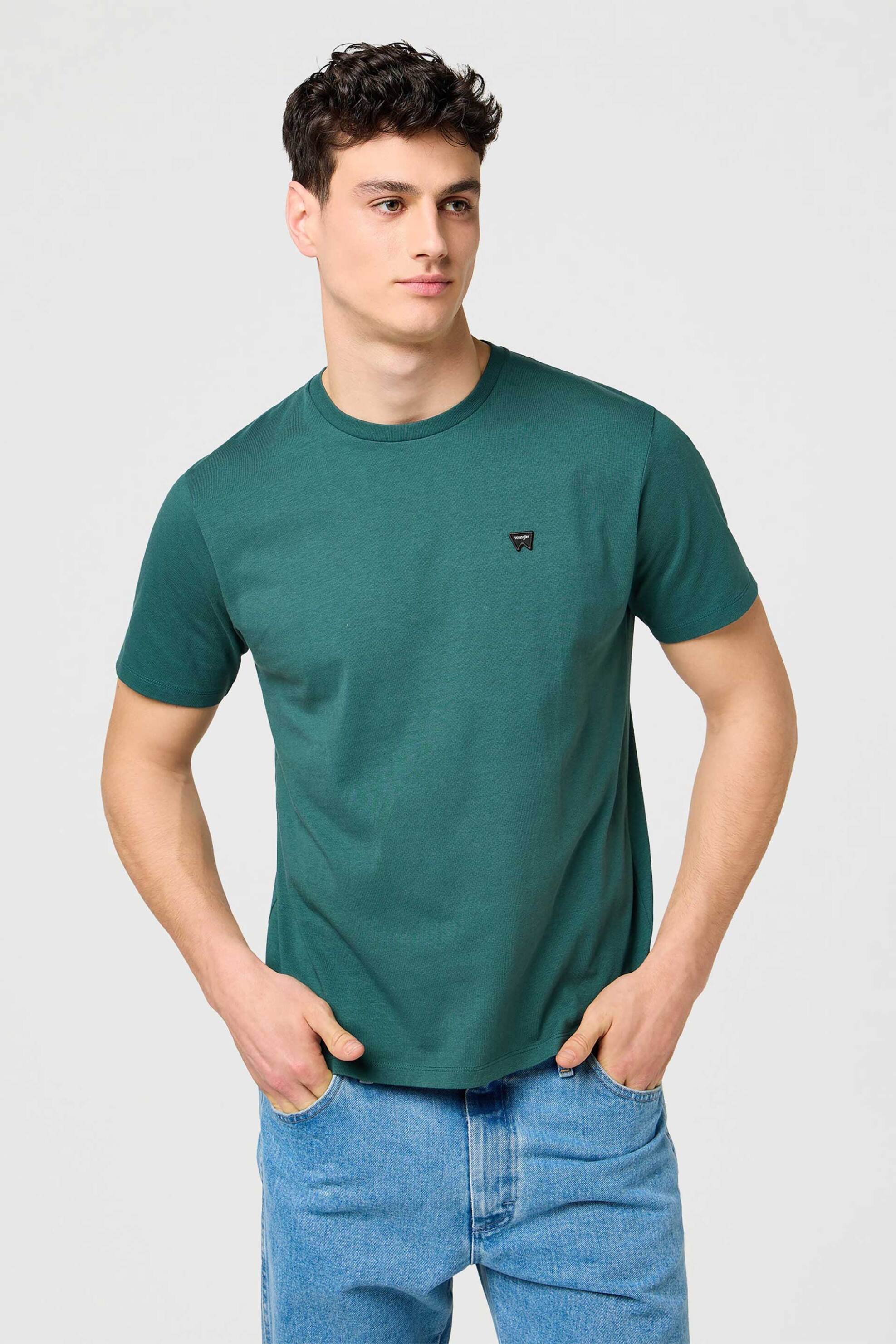 Wrangler® ανδρικό T-shirt μονόχρωμο με κεντημένο λογότυπο 