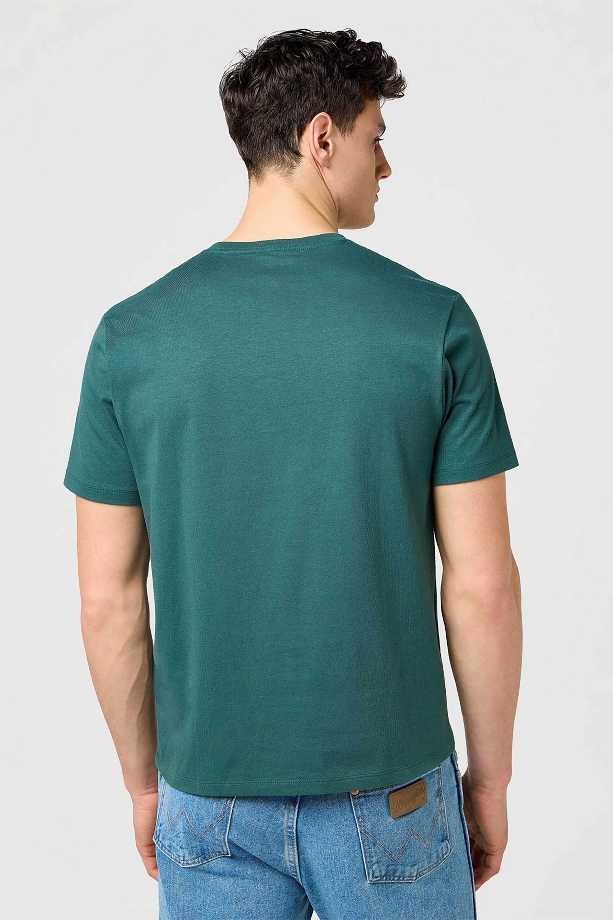 Wrangler® ανδρικό T-shirt με λογότυπο Regular Fit "Sign Off" - 112371479 Πράσινο φωτογραφία