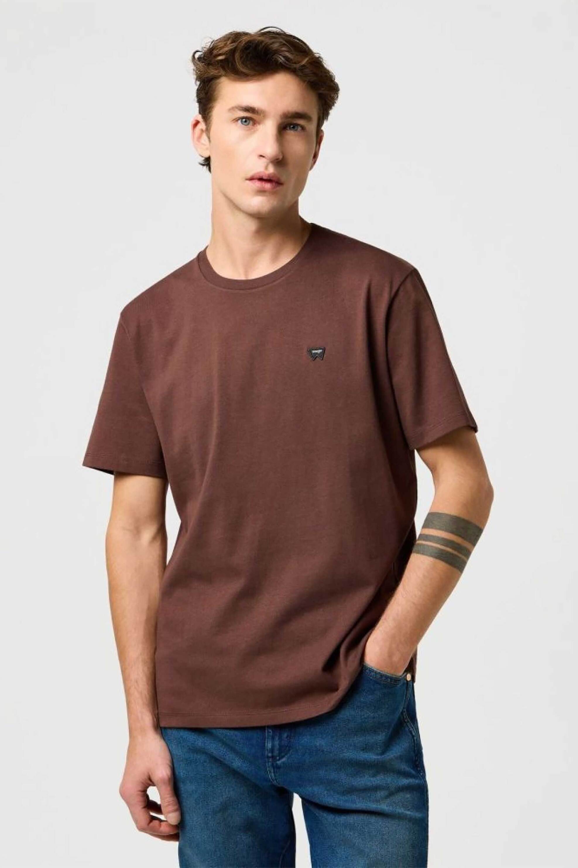 Wrangler® ανδρικό T-shirt μονόχρωμο με κεντημένο λογότυπο 
