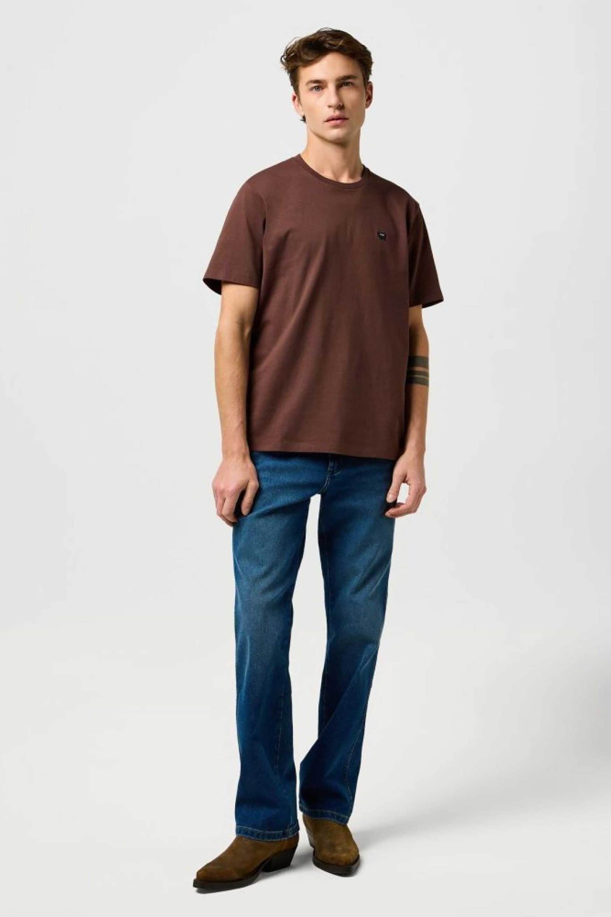 Wrangler® ανδρικό T-shirt με λογότυπο Regular Fit "Sign Off" - 112371484 Καφέ φωτογραφία