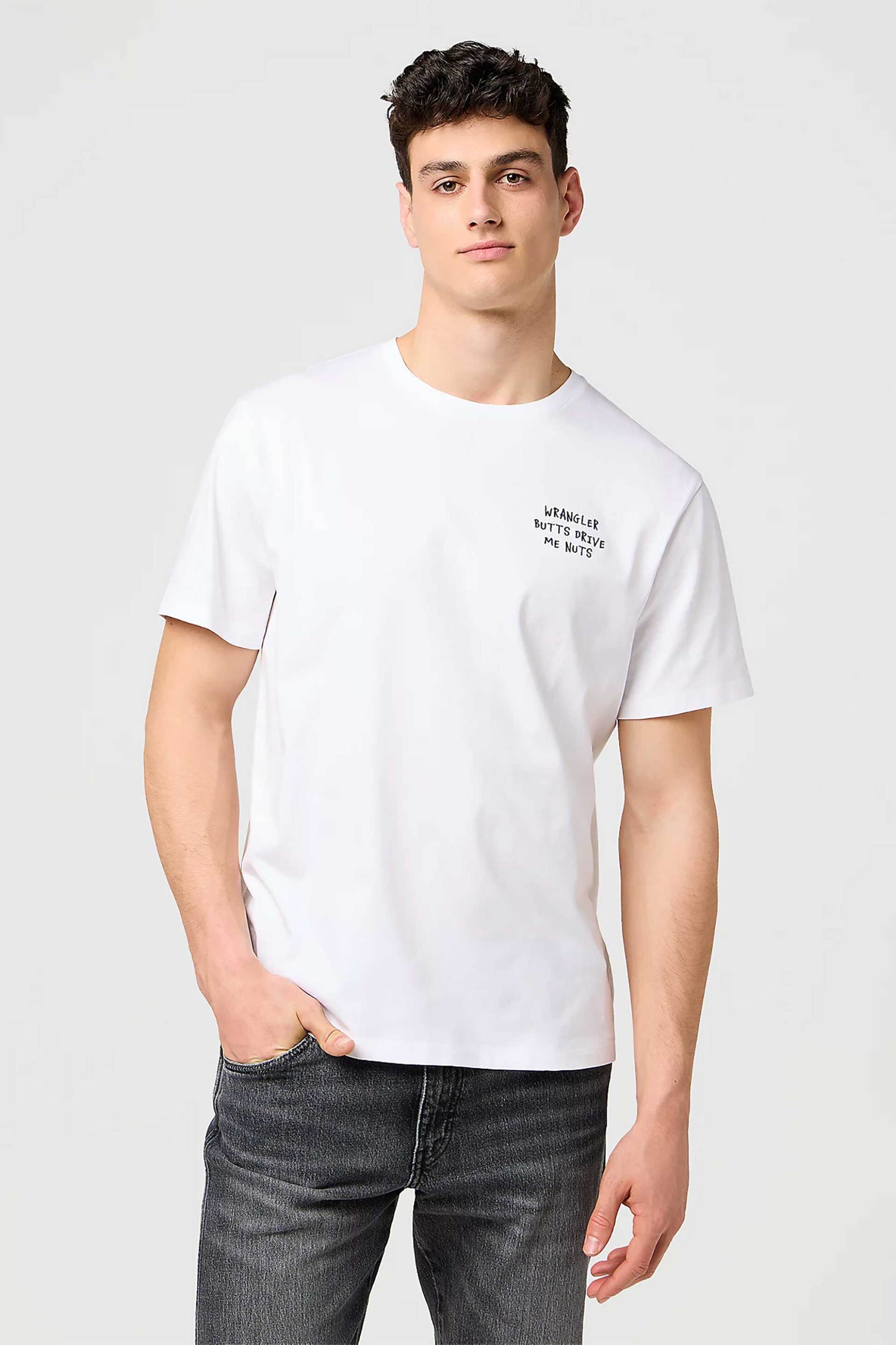 Wrangler® ανδρικό T-shirt με κεντημένο lettering Relaxed Fit - 112371487 Λευκό