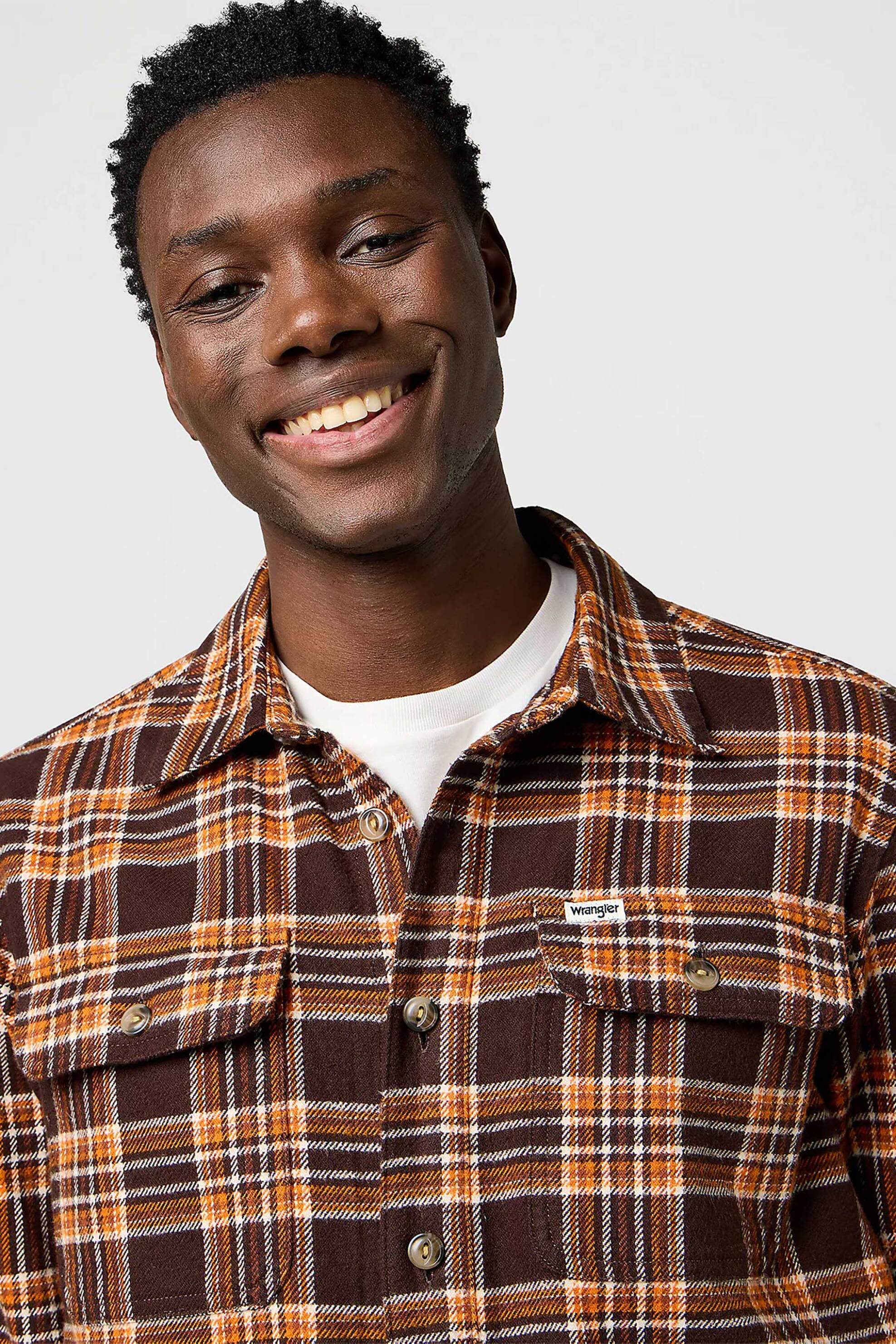 Wrangler® ανδρικό overshirt καρό με τσέπες Relaxed Fit - 112372458 Καφέ φωτογραφία