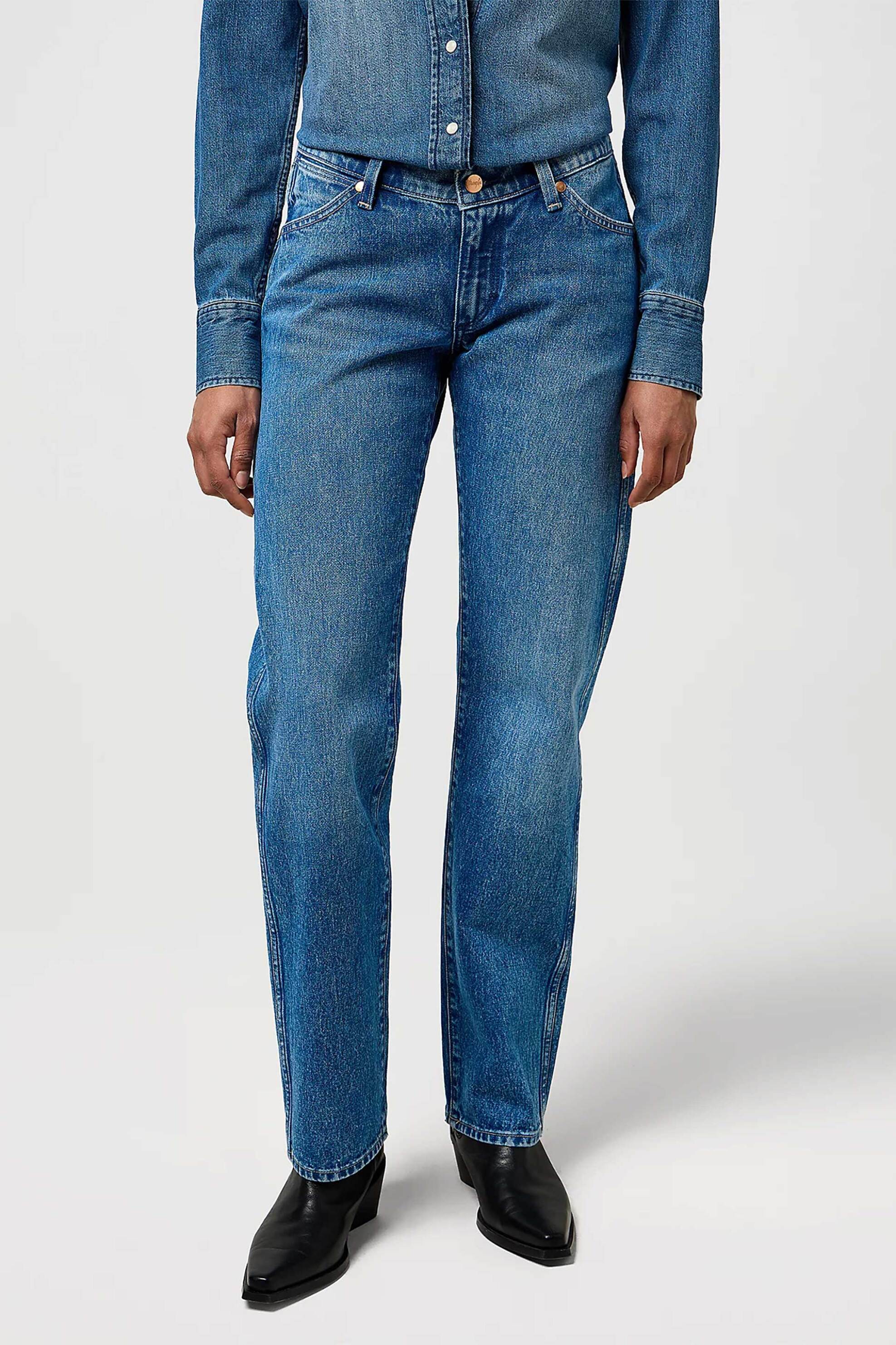 Wrangler® γυναικείο τζιν παντελόνι πεντάτσεπο χαμηλόμεσο "Cowboy" - 112371112 Denim Blue φωτογραφία