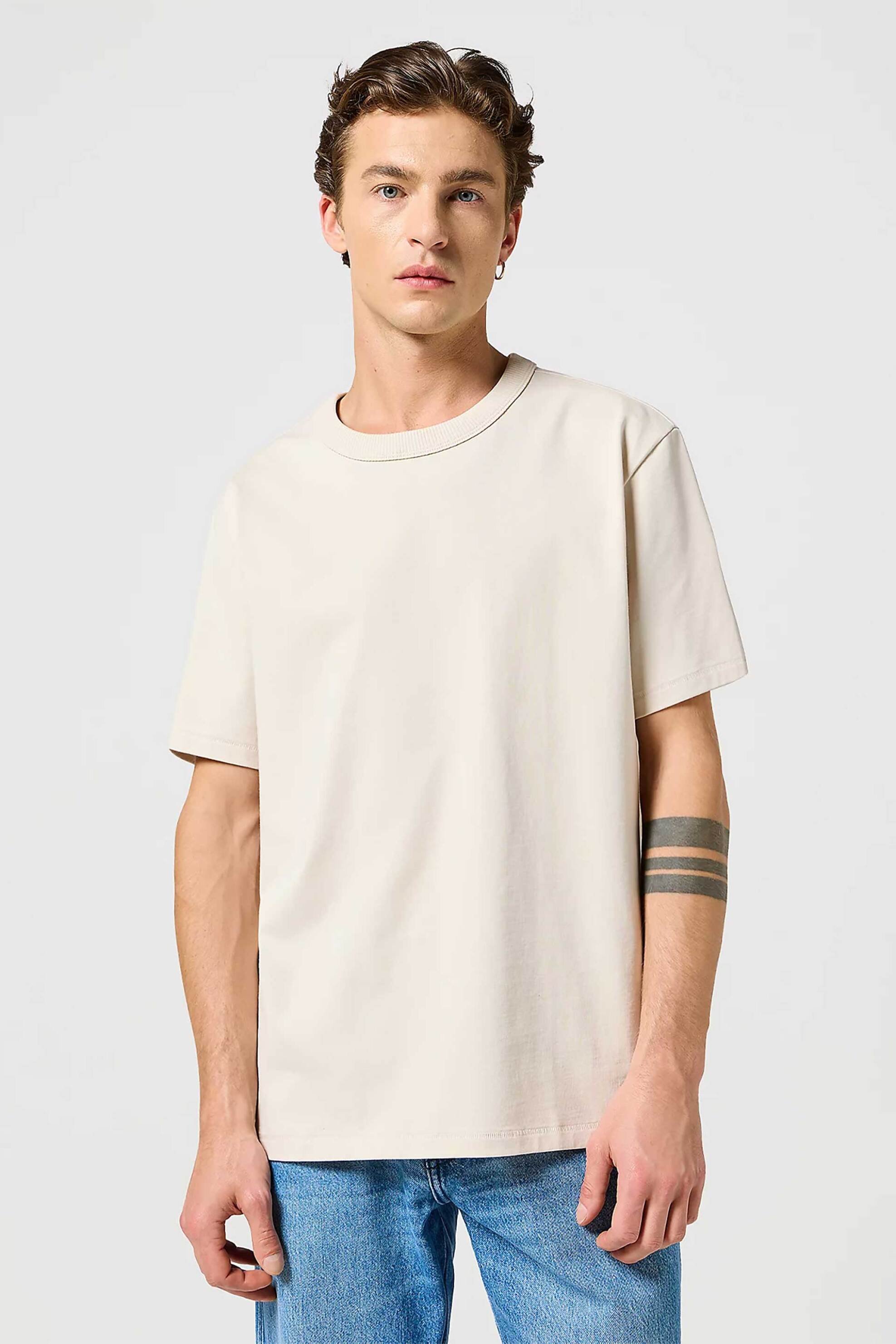 Wrangler® ανδρικό T-shirt μονόχρωμο με logo patch 