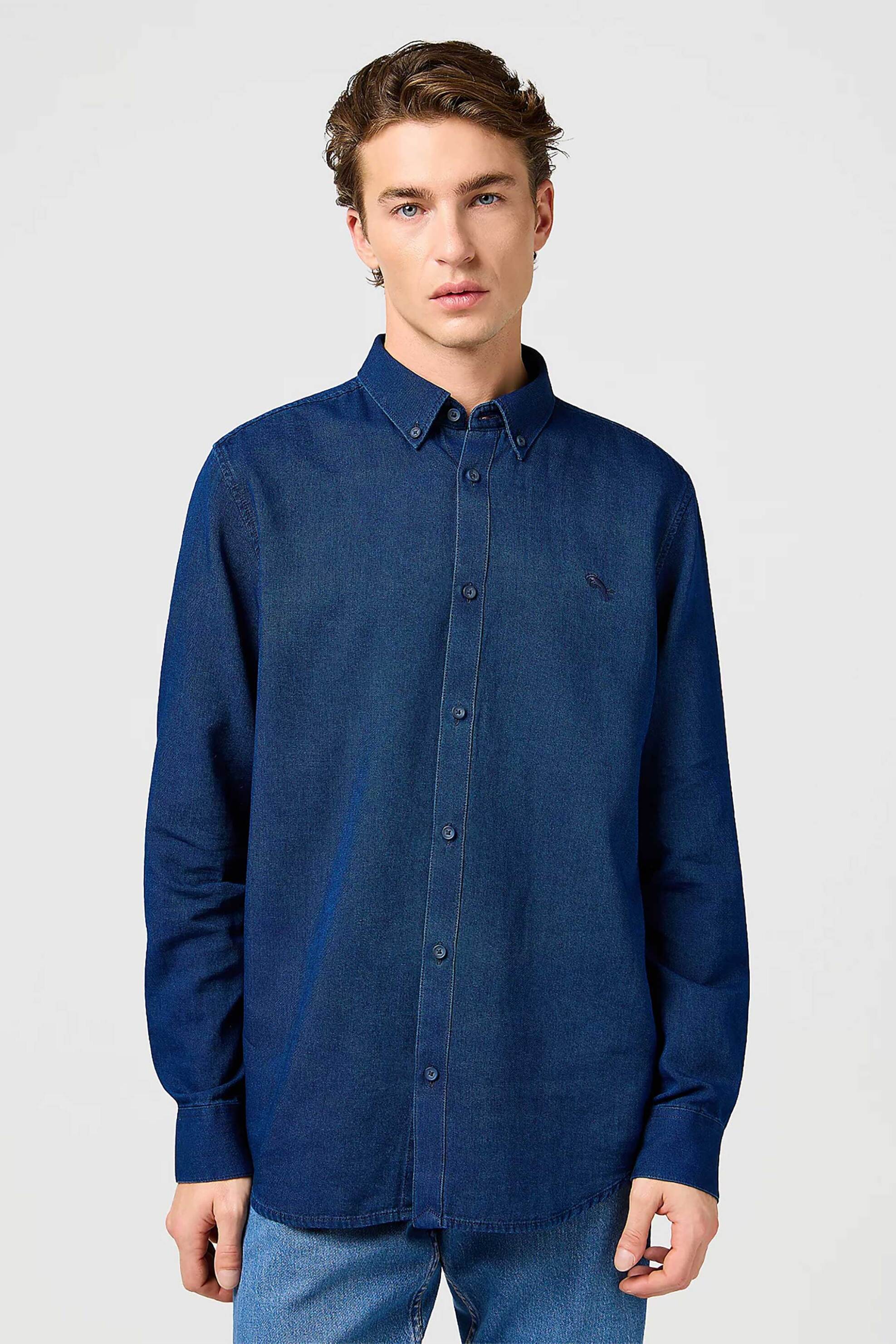 Wrangler® ανδρικό πουκάμισο denim Regular Fit - 112364234-** Denim Blue