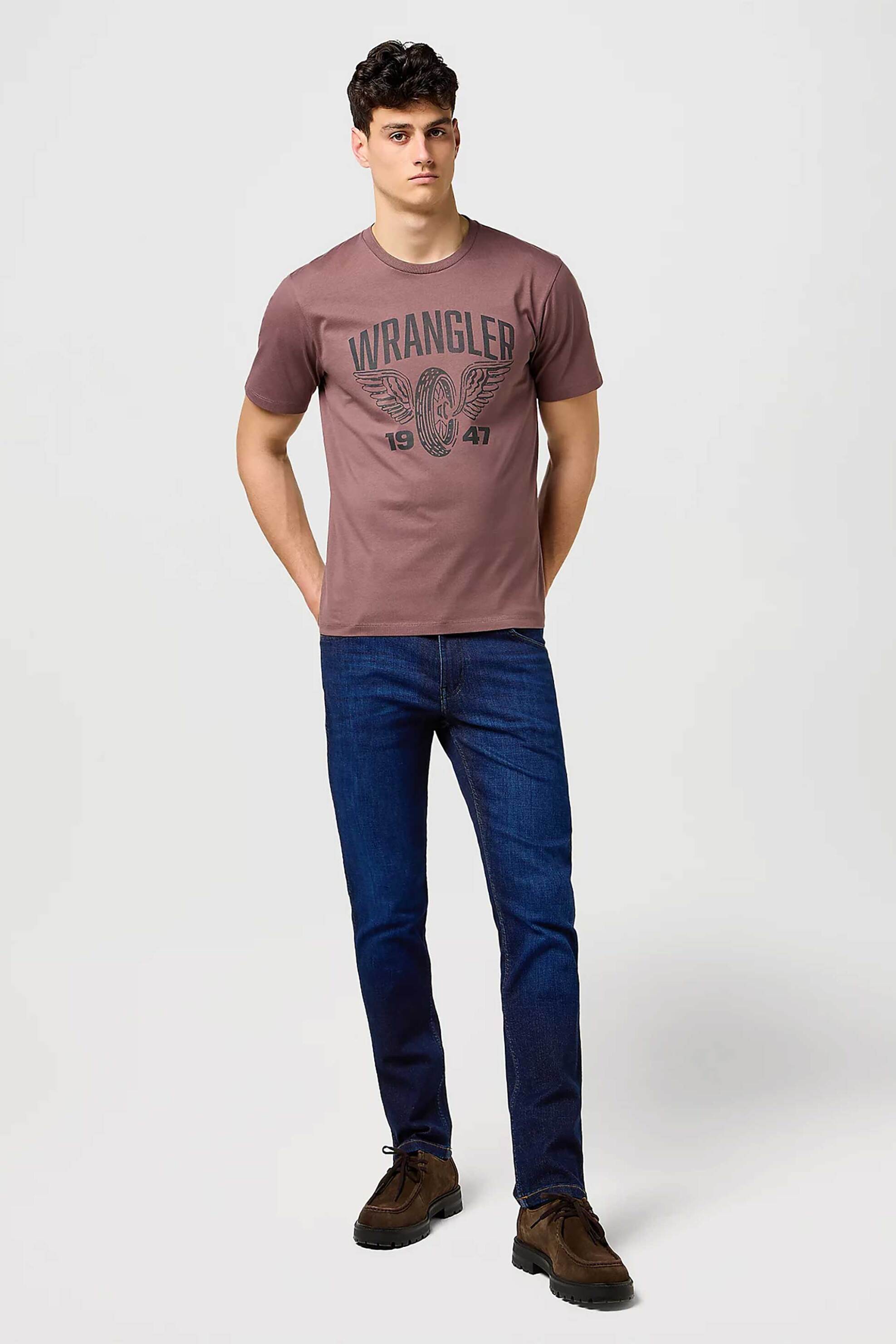 Wrangler® ανδρικό τζιν παντελόνι πεντάτσεπο Straight Fit "Greensboro" - 112370720 Denim Blue Σκούρο