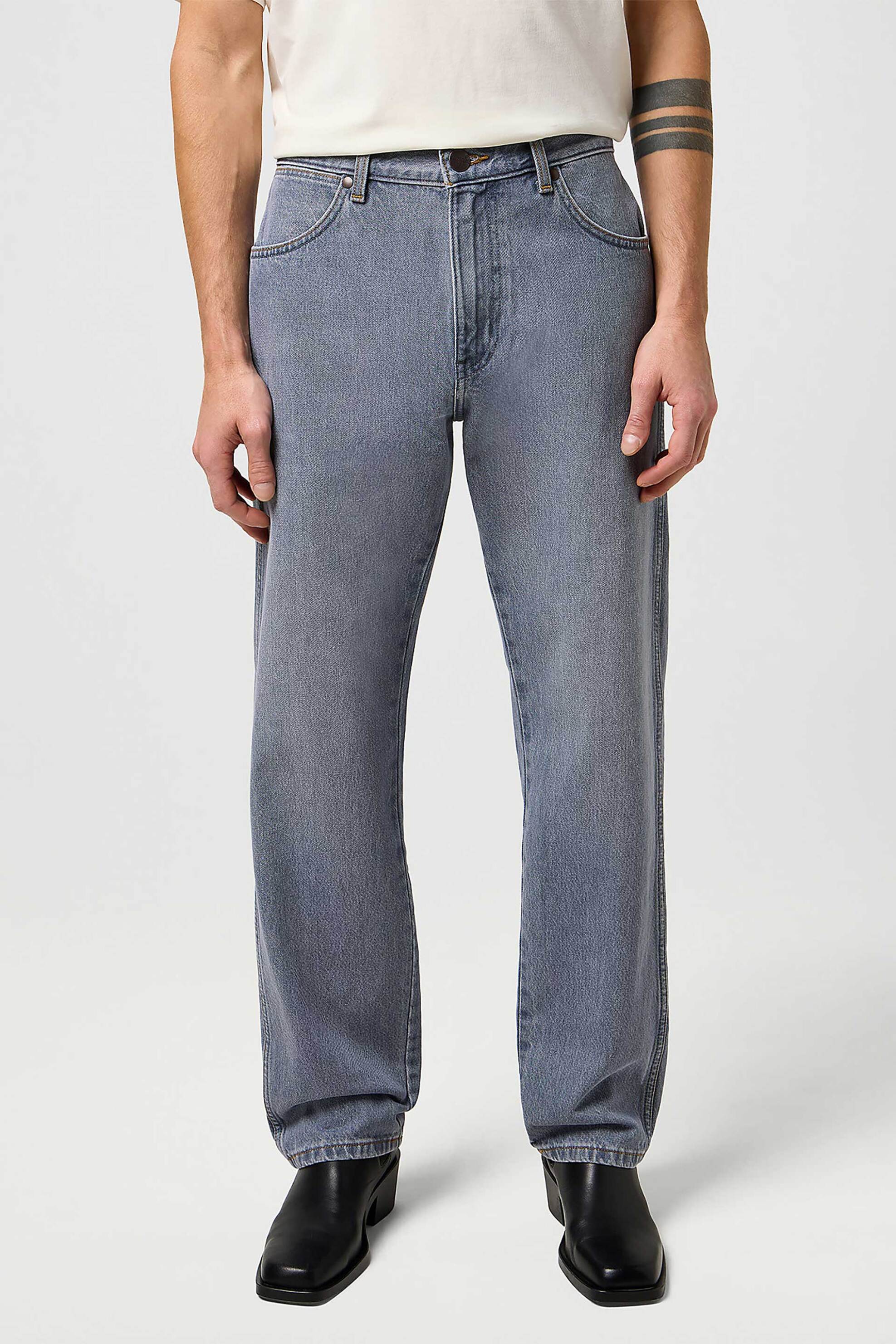 Wrangler® ανδρικό τζιν παντελόνι πεντάτσεπο Relaxed Straight Fit "Frontier" - 112370943 Denim Blue Ανοιχτό φωτογραφία