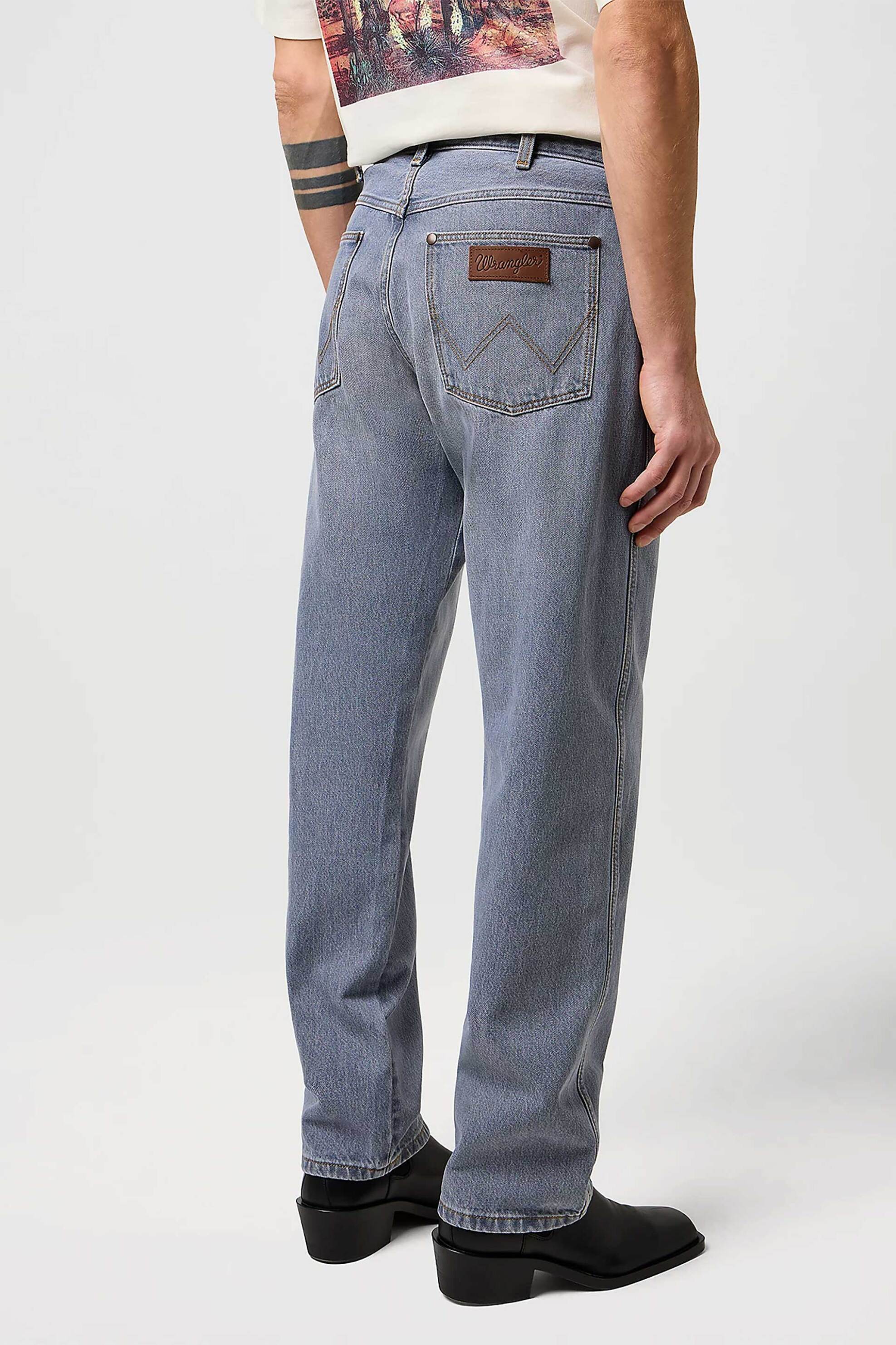 Wrangler® ανδρικό τζιν παντελόνι πεντάτσεπο Relaxed Straight Fit "Frontier" - 112370943 Denim Blue Ανοιχτό φωτογραφία
