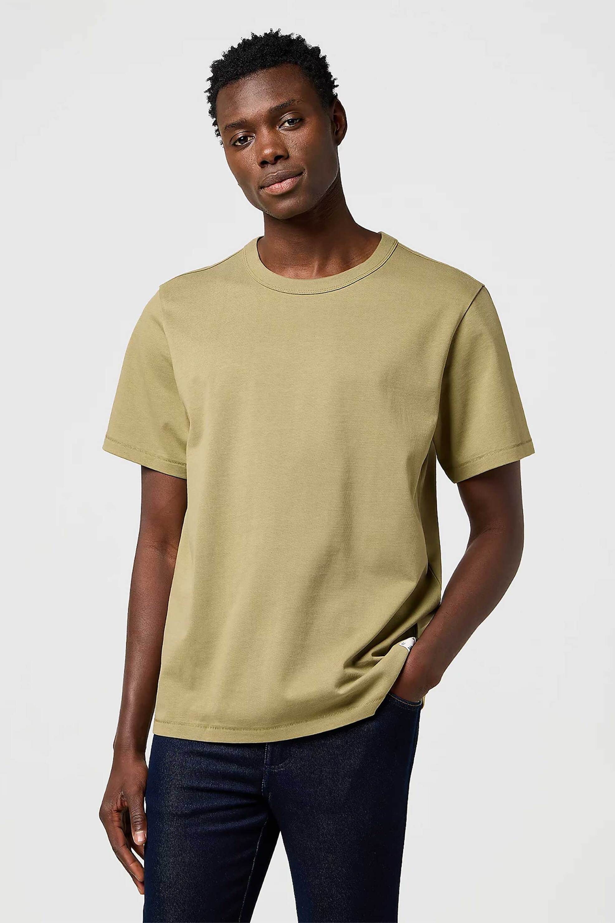 Wrangler® ανδρικό T-shirt μονόχρωμο με κεντημένο λογότυπο 
