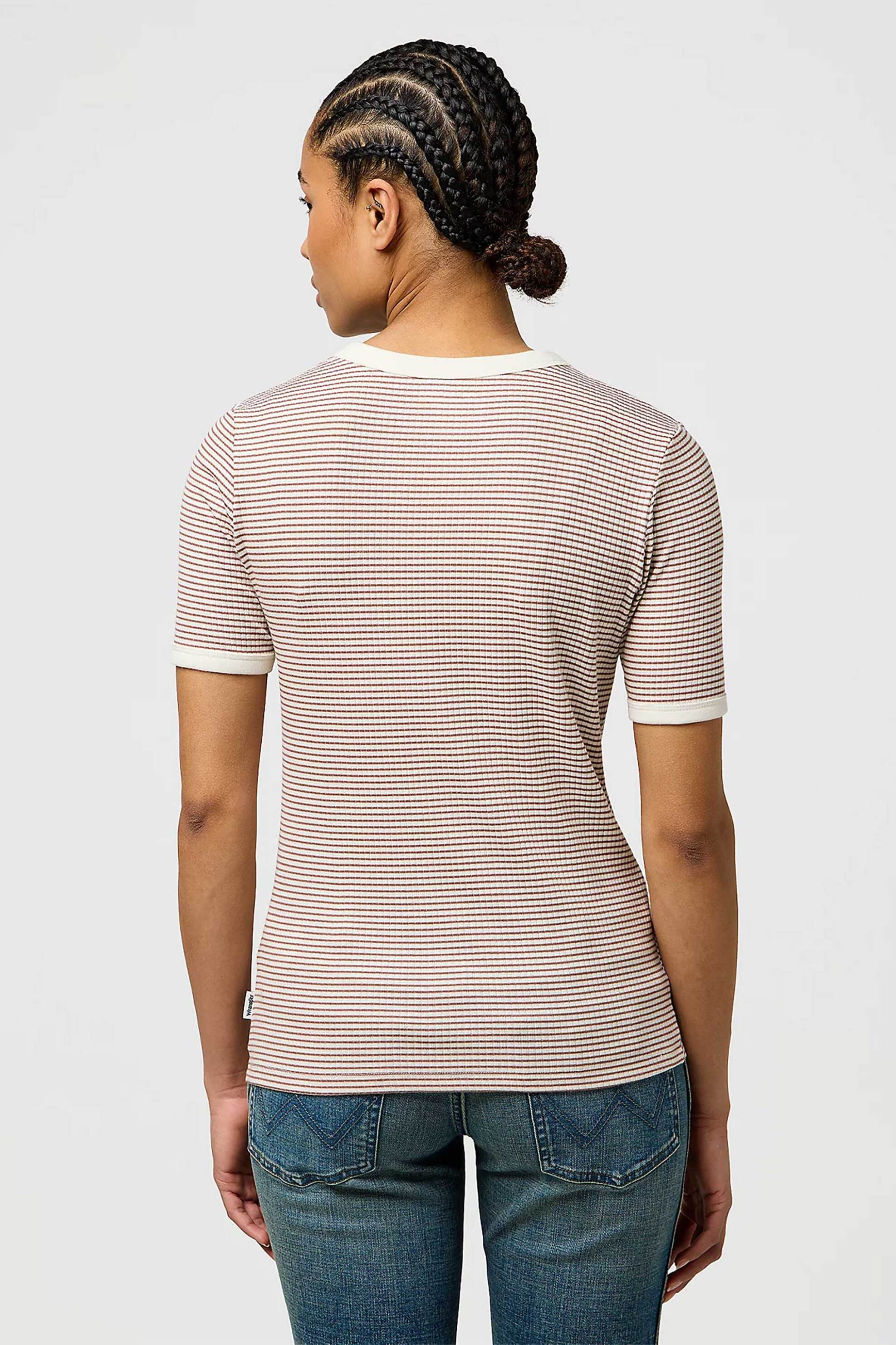 Wrangler® γυναικεία πλεκτή μπλούζα henley με ριγέ σχέδιο Slim Fit - 112370741 Καφέ Ανοιχτό φωτογραφία
