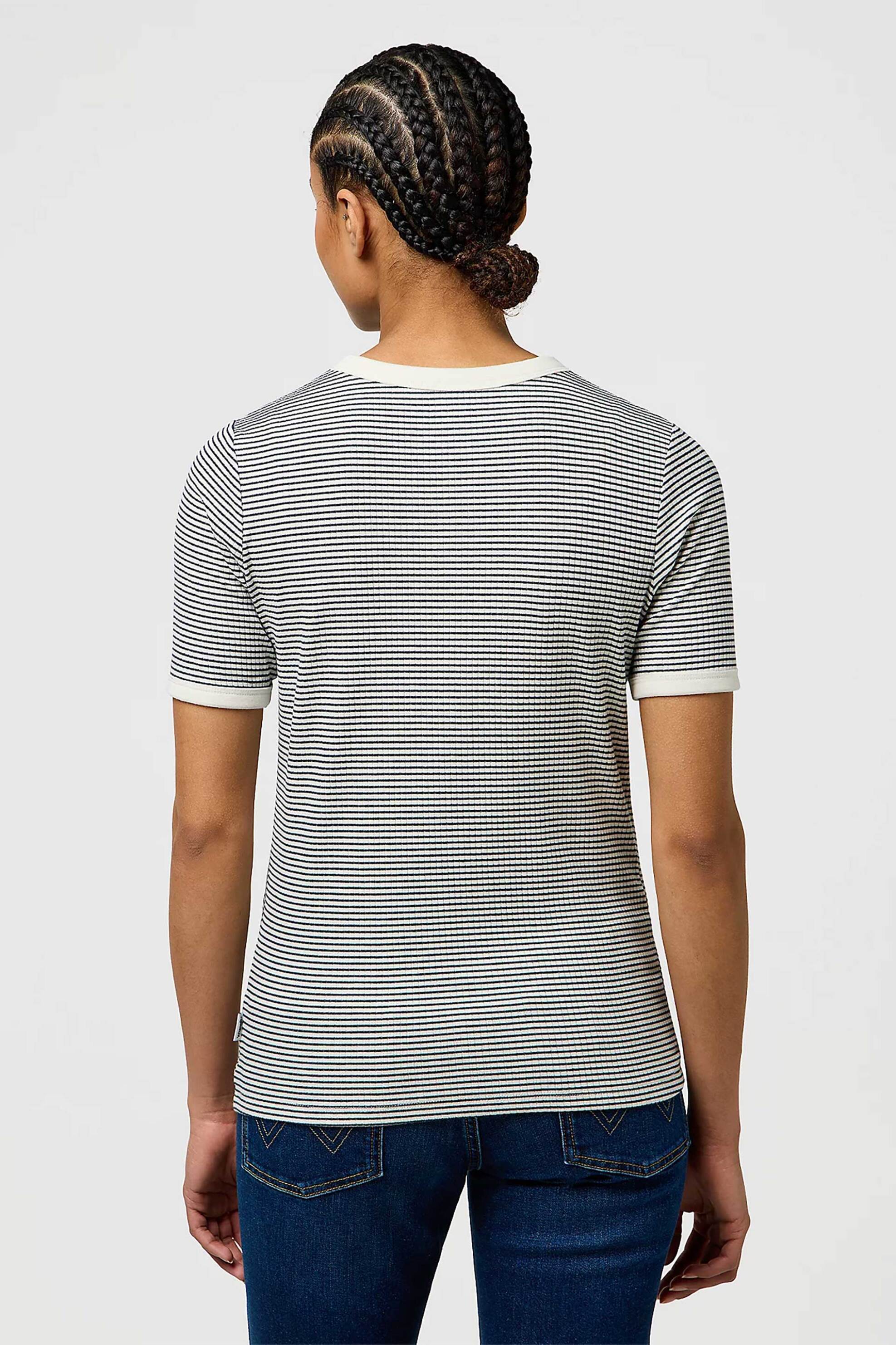 Wrangler® γυναικεία πλεκτή μπλούζα henley με ριγέ σχέδιο Slim Fit - 112370742 Μπλε Σκούρο φωτογραφία