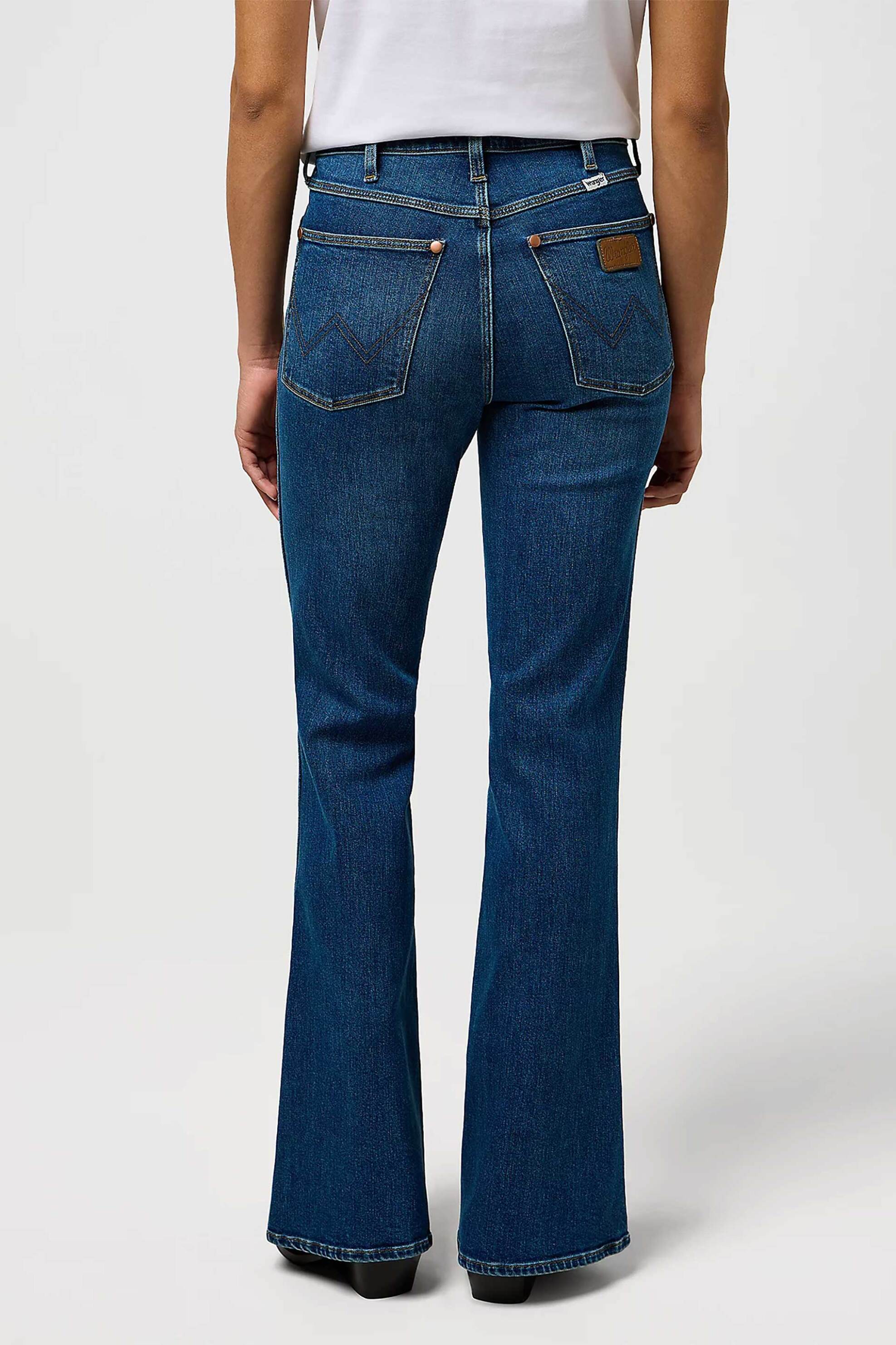 Wrangler® γυναικείο τζιν παντελόνι πεντάτσεπο Flared Leg "Montana" - 112371140 Denim Blue Σκούρο φωτογραφία