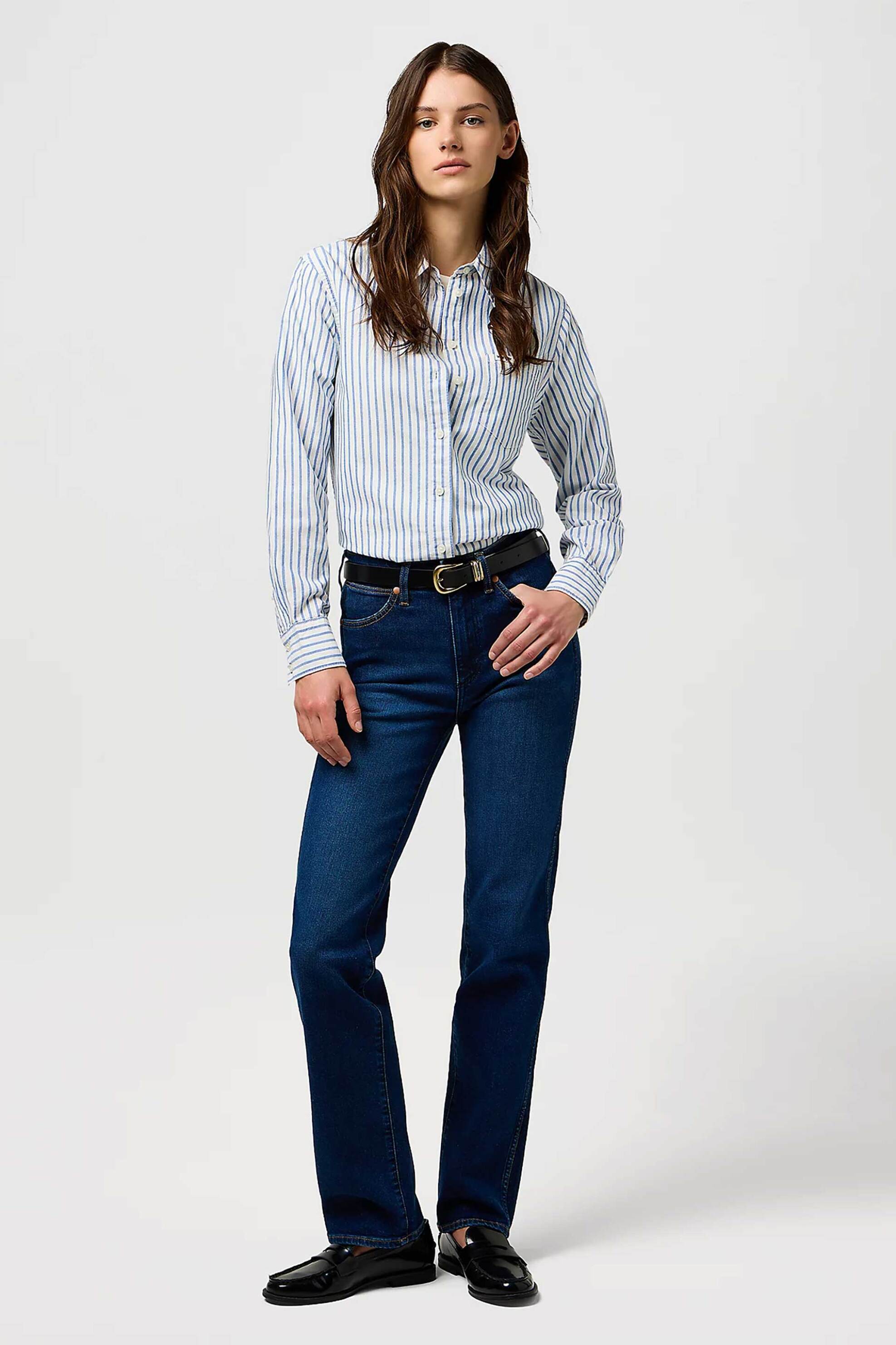 WRANGLER Wrangler® γυναικείο τζιν παντελόνι πεντάτσεπο Straight Fit "Posh Parade" - 112371174 Denim Blue Σκούρο