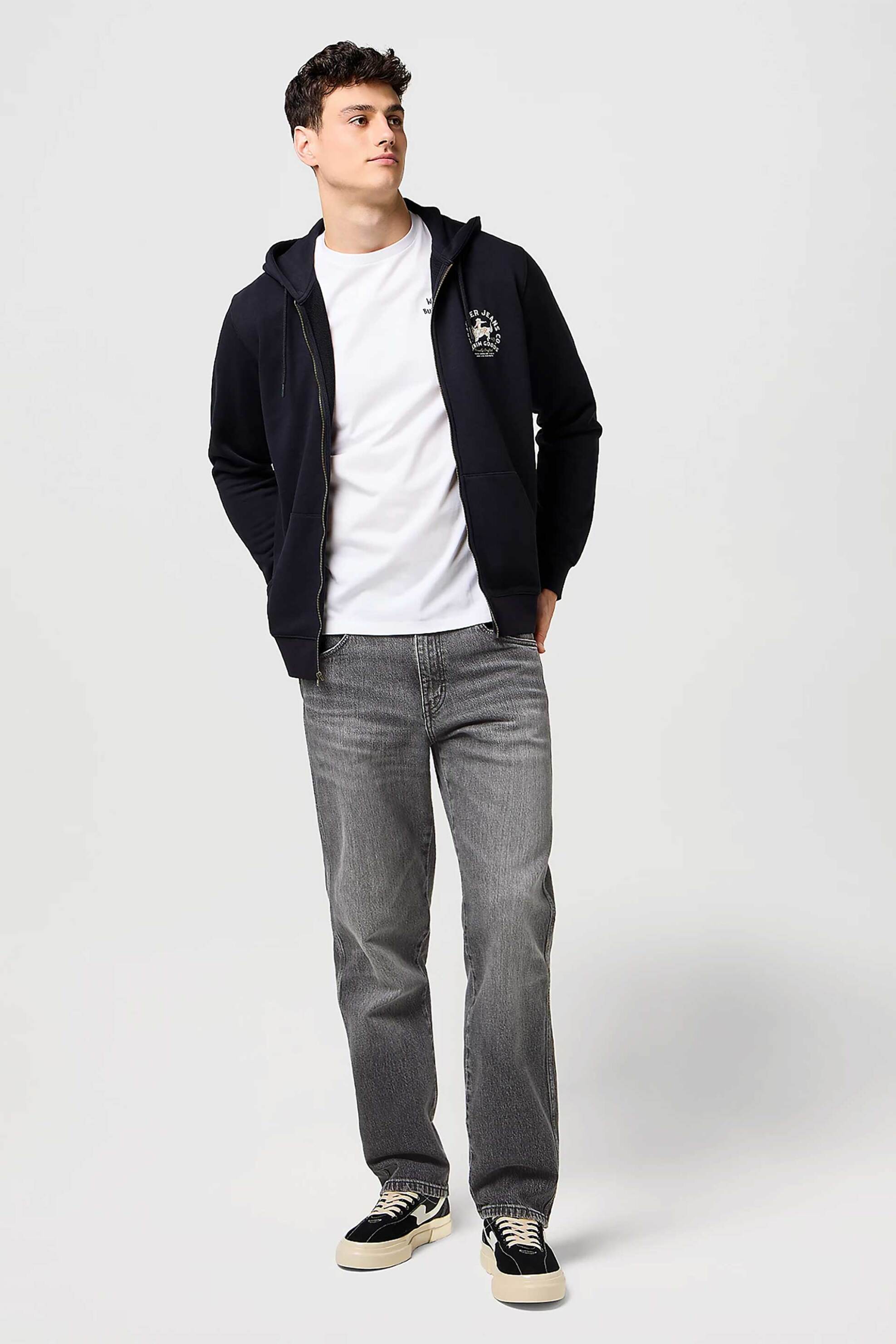 Wrangler® ανδρικό τζιν παντελόνι πεντάτσεπο Relaxed Straight Fit "Frontier" - 112370957 Γκρι