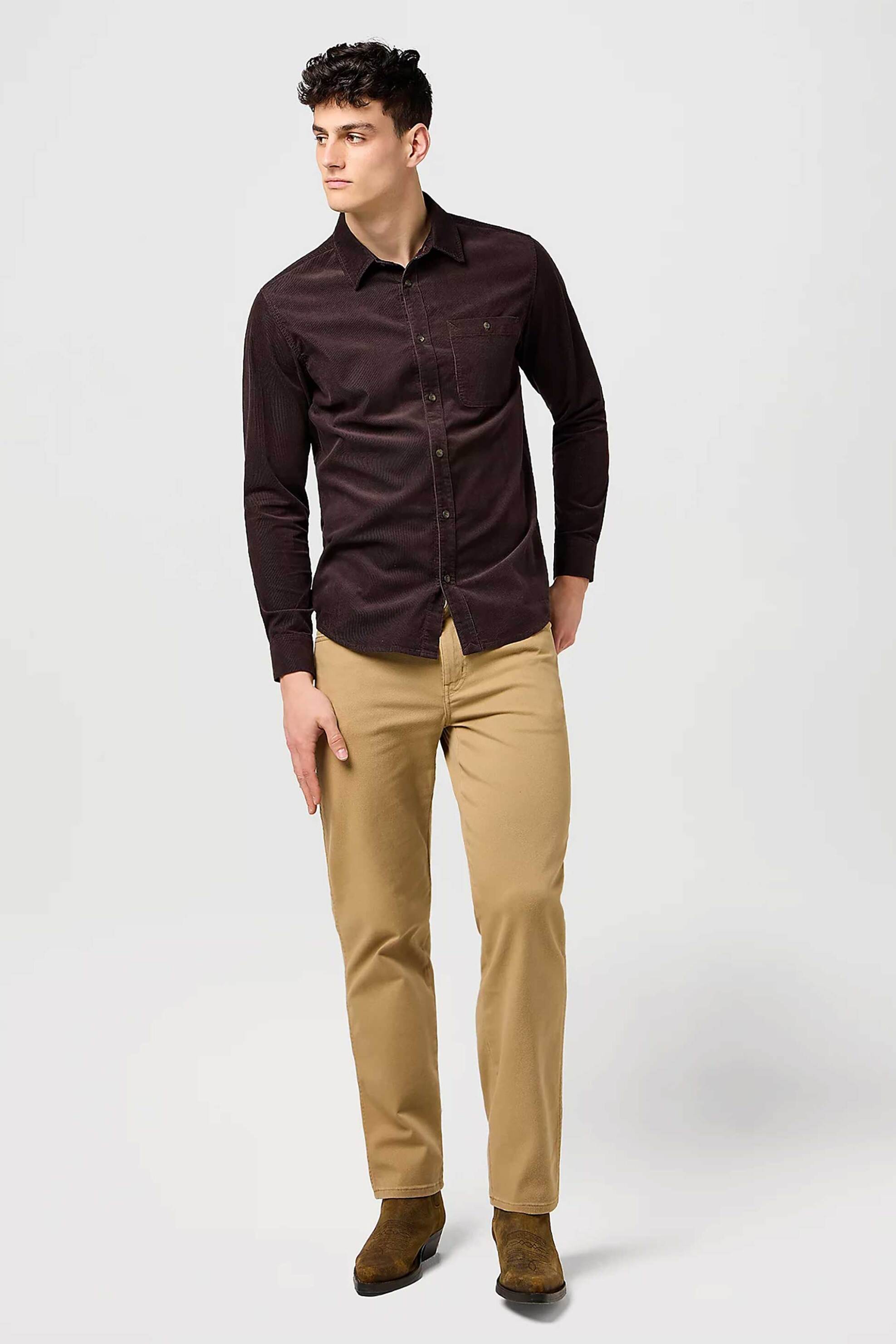 Wrangler® ανδρικό τζιν παντελόνι πεντάτσεπο "Texas Tigers Eye" Straight Fit - 112371695 Μπεζ