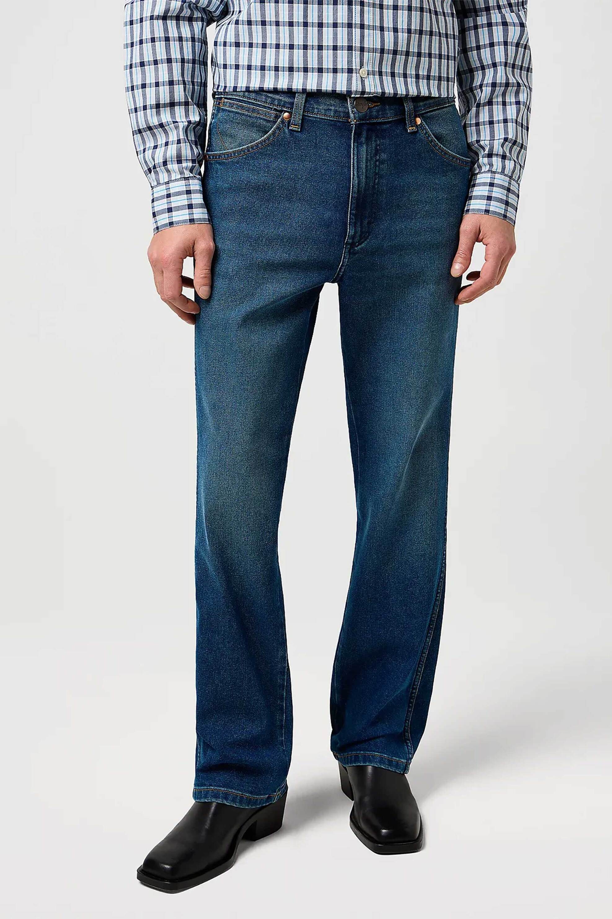 Wrangler® ανδρικό τζιν παντελόνι πεντάτσεπο Bootcut Fit "Wrancher" - 112373028 Denim Blue Σκούρο φωτογραφία