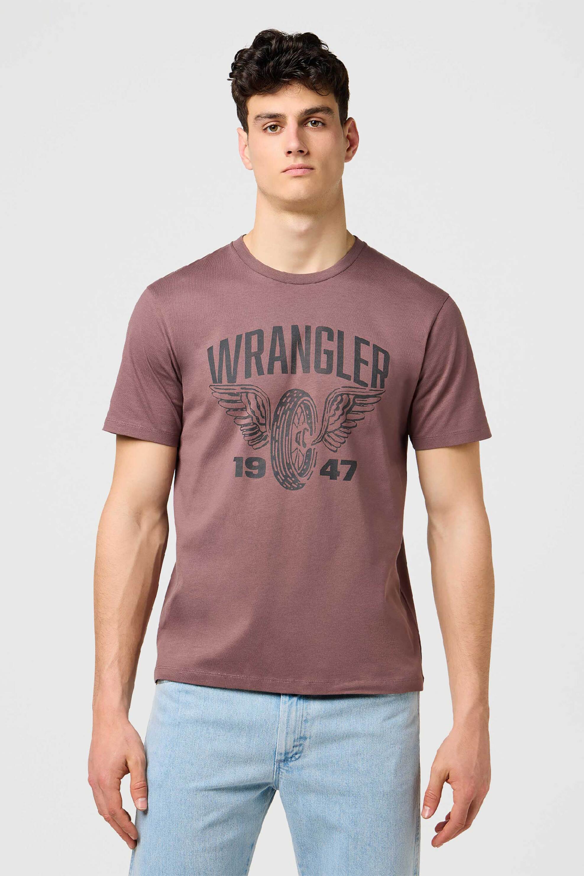 Wrangler® ανδρικό T-shirt με graphic print Regular Fit "Americana" - 112371476 Καφέ