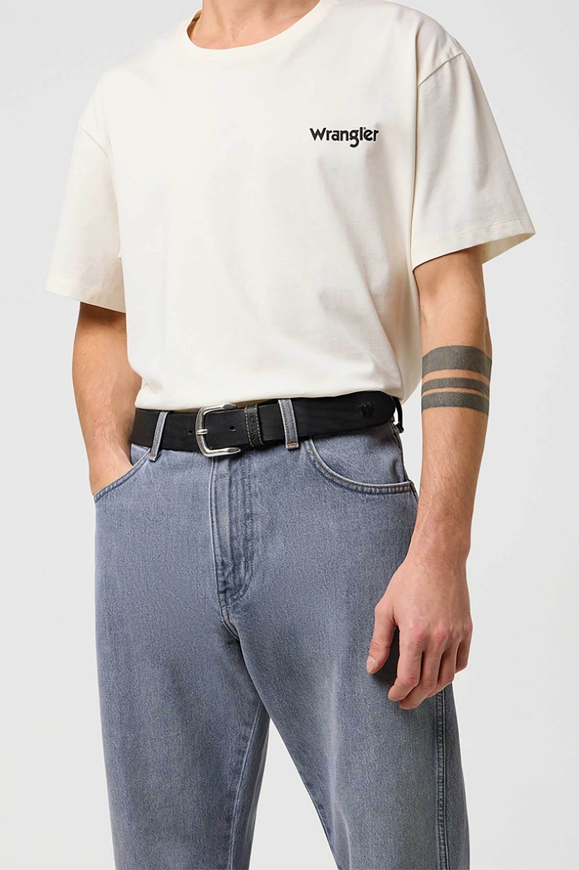 WRANGLER Wrangler® ανδρική δερμάτινη ζώνη με μεταλλική αγκράφα "West" - 112372655 Μαύρο