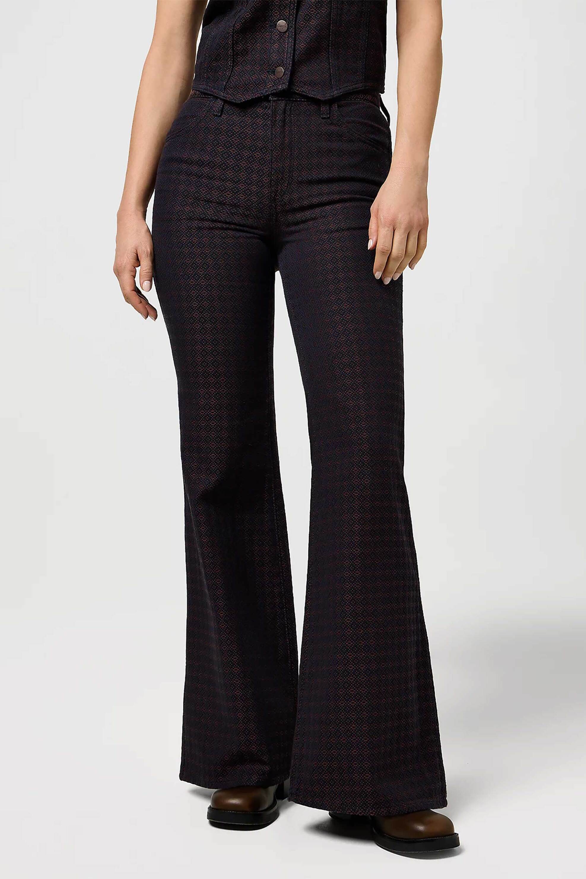 Wrangler® γυναικείο ψηλόμεσο παντελόνι με σχέδιο Flared Leg "70's" - 112371752 Καφέ Σκούρο φωτογραφία