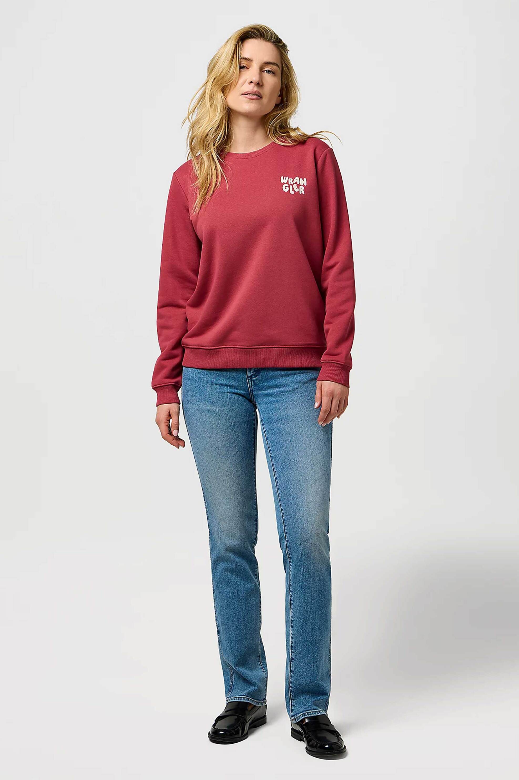 Wrangler® γυναικεία μπλούζα φούτερ με λογότυπο Regular Fit - 112370773 Κόκκινο φωτογραφία