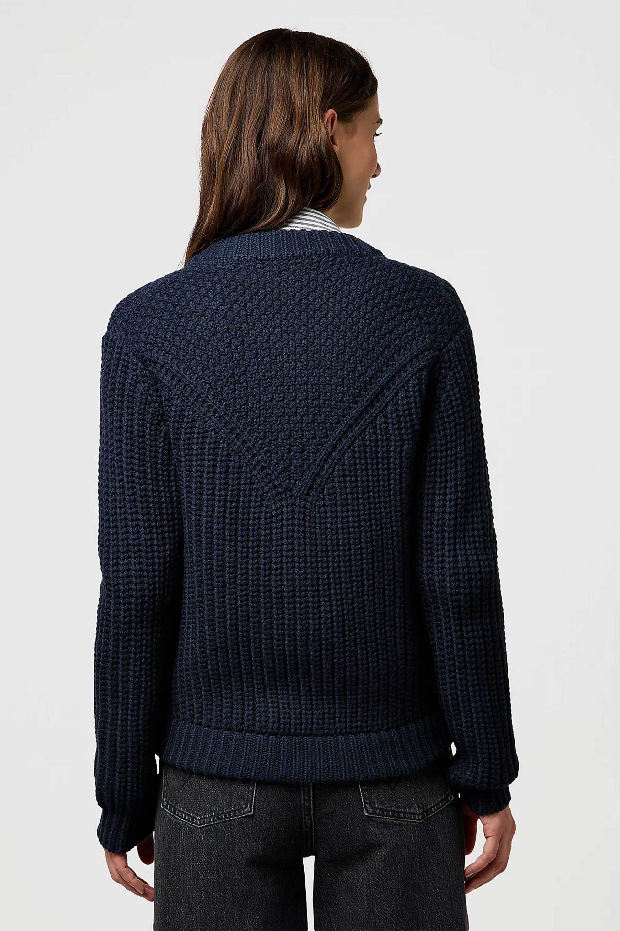 Wrangler® γυναικεία πλεκτή ζακέτα Regular Fit "Western" - 112370796 Μπλε Σκούρο φωτογραφία