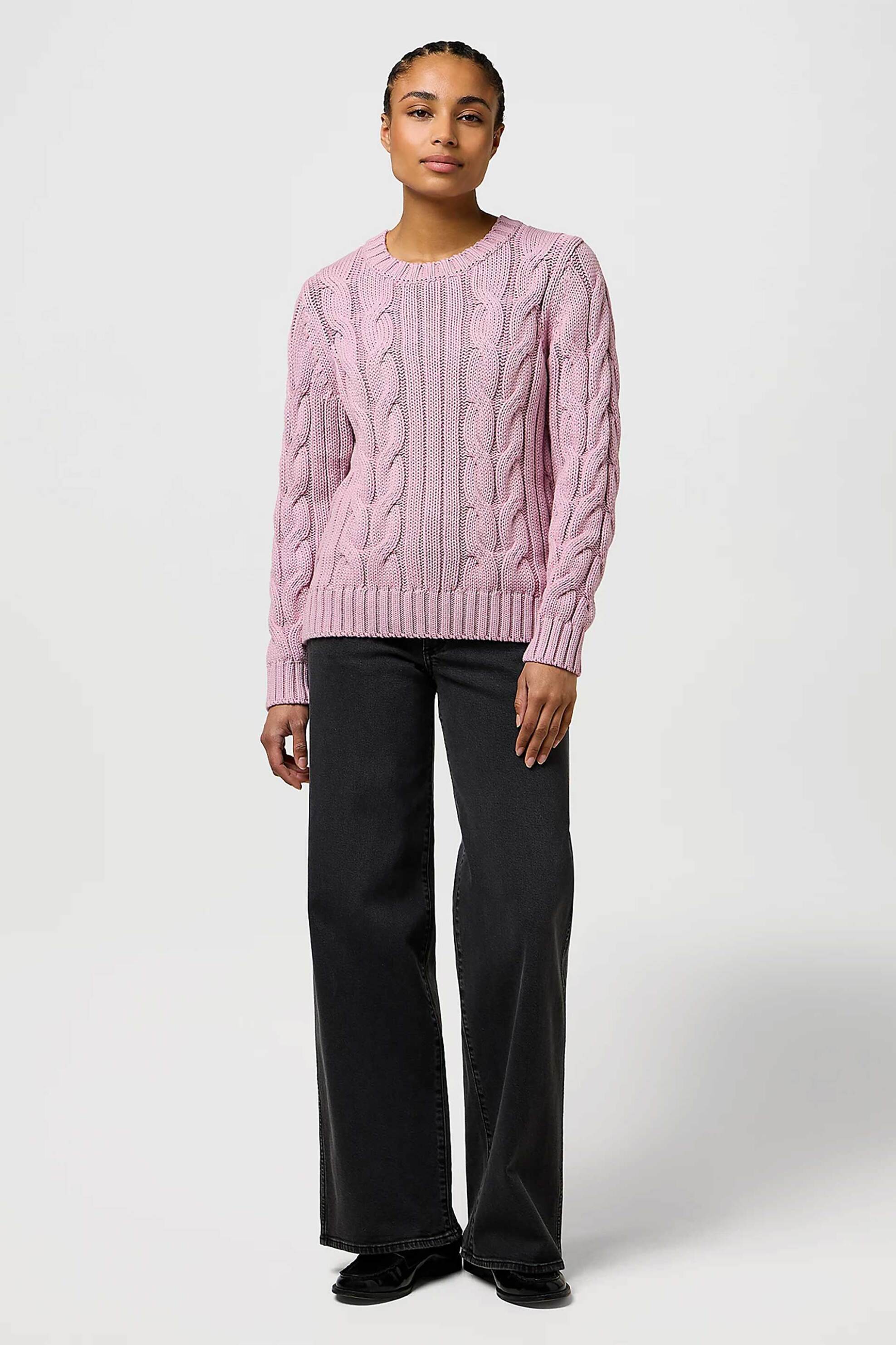 Wrangler® γυναικείο πουλόβερ με cable knit pattern Regular Fit - 112370799 Λιλά φωτογραφία