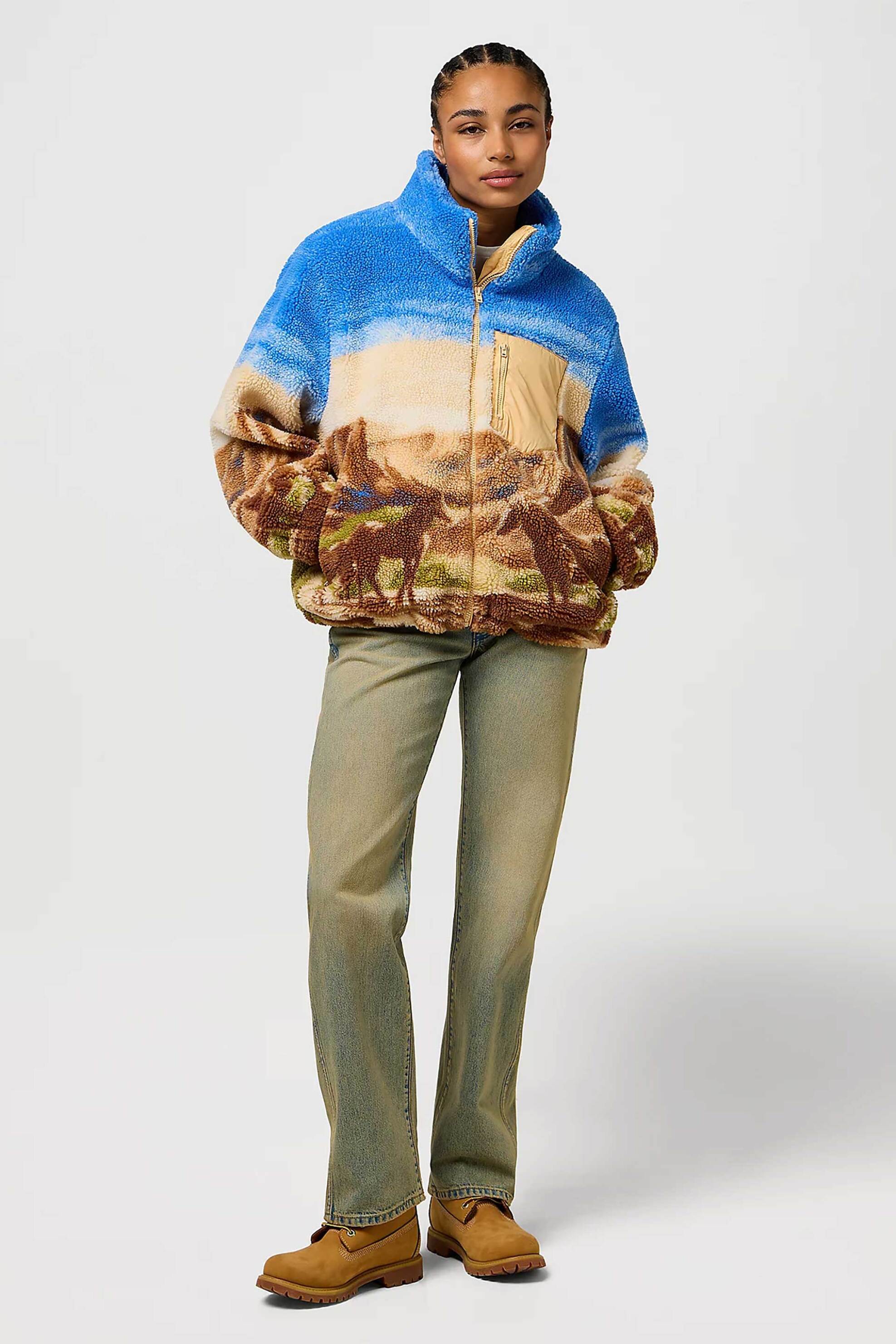 Wrangler® γυναικεία ζακέτα μπουκλέ με σχέδιο Relaxed Fit "Transitional" - 112370811 Πολύχρωμο φωτογραφία