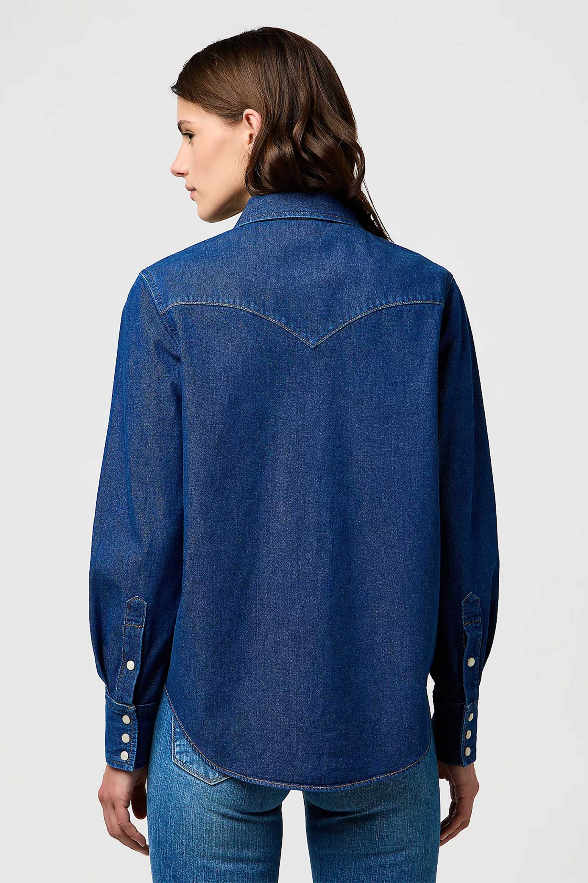 Wrangler® γυναικείο denim πουκάμισο με τσέπες Regular Fit "Western" - 112373036 Denim Blue φωτογραφία
