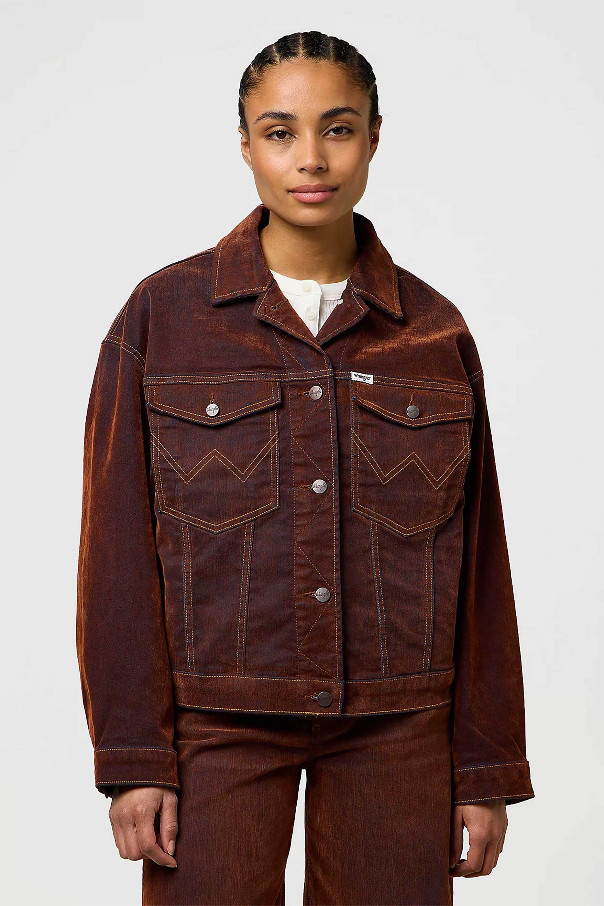 WRANGLER Wrangler® γυναικείο denim jacket με τσέπες Relaxed Fit "Cowboy" - 112371599 Καφέ