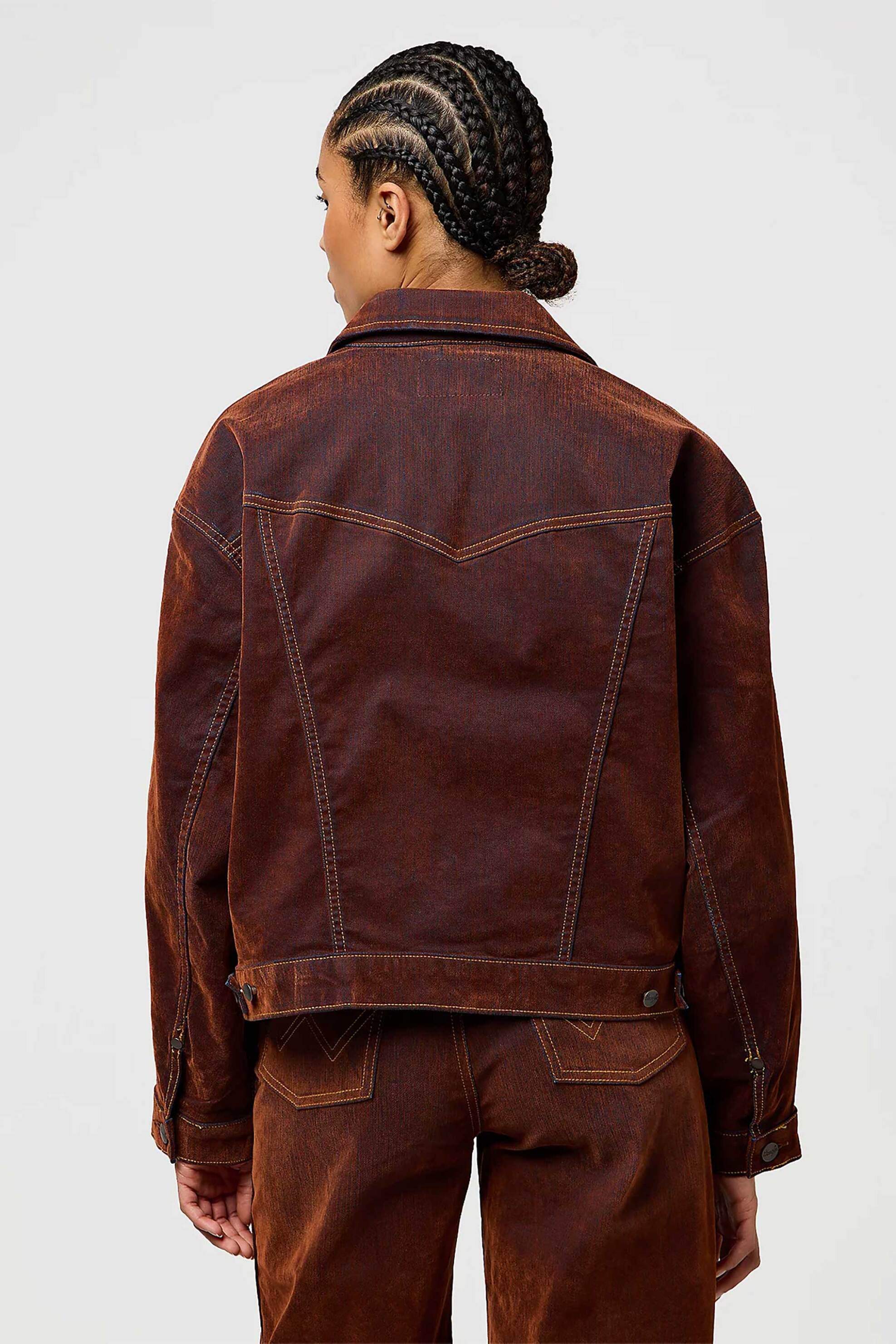 Wrangler® γυναικείο denim jacket με τσέπες Relaxed Fit "Cowboy" - 112371599 Καφέ φωτογραφία