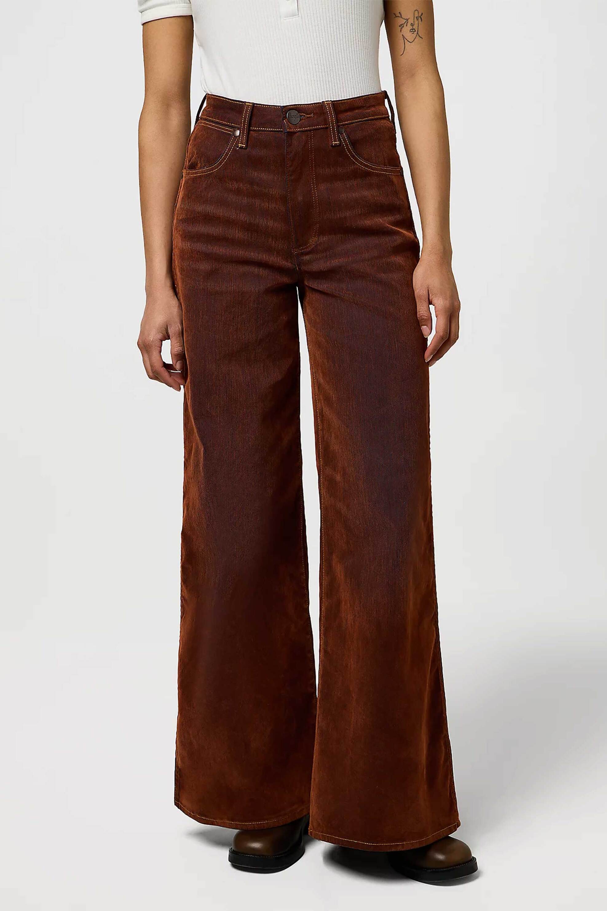 Wrangler® γυναικείο ψηλόμεσο τζιν παντελόνι πεντάτσεπο Loose Wide Fit "Canyon" - 112373237 Καφέ φωτογραφία