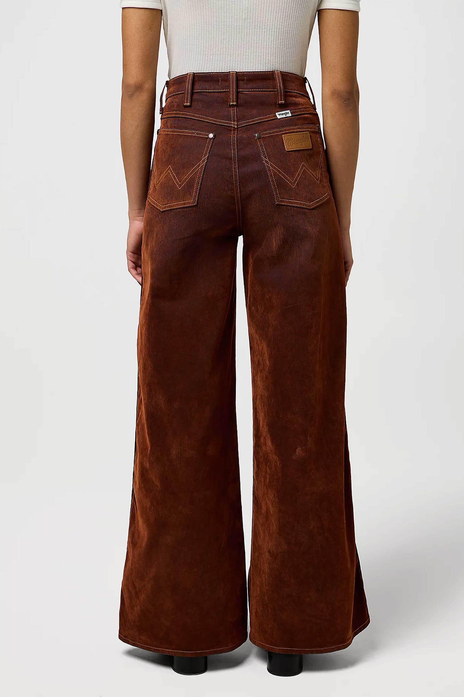 Wrangler® γυναικείο ψηλόμεσο τζιν παντελόνι πεντάτσεπο Loose Wide Fit "Canyon" - 112373237 Καφέ φωτογραφία